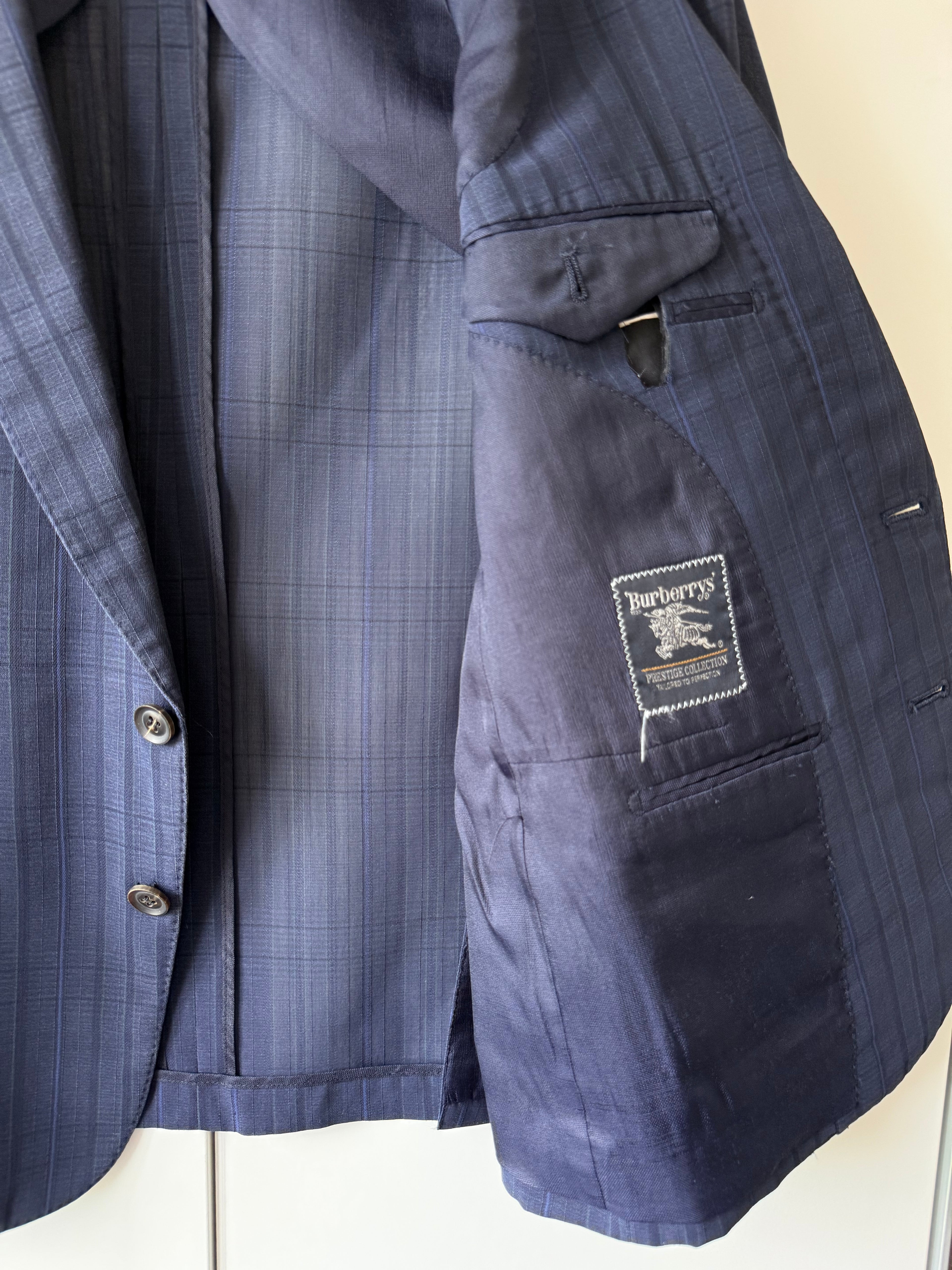 Burberry 1990s 2B Wool Blue Lightweight Partially Lined Sports Jacket Blazer - Size XS