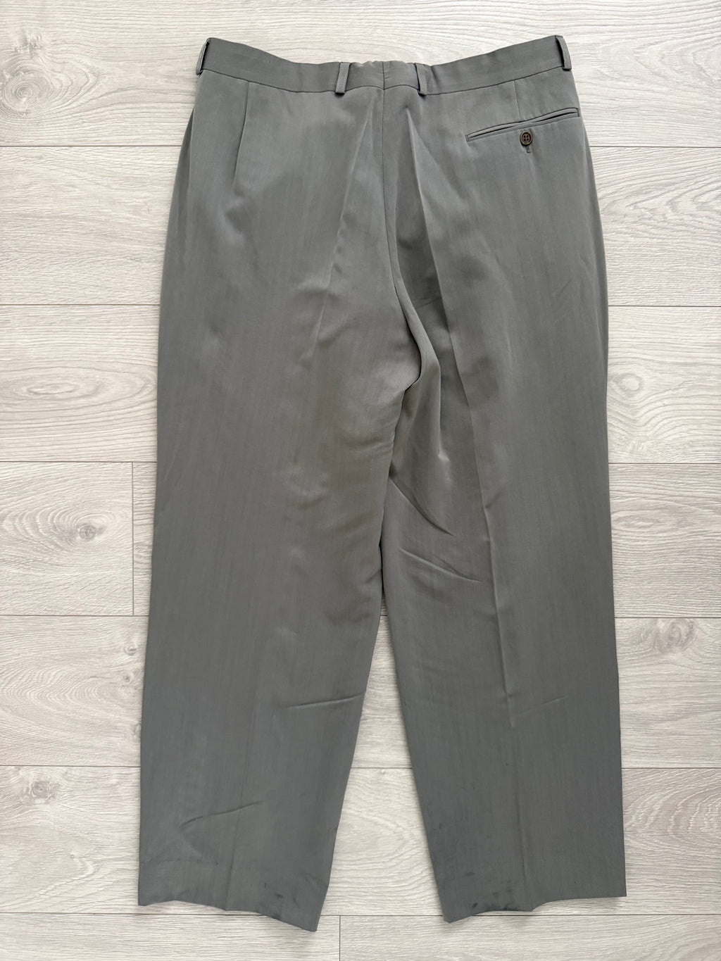Hugo Boss 1980s 'Al Capone' Peaked Lapel Double Breasted Pleated Wool Silk Suit - Size XXL Jacket / 36" Waist