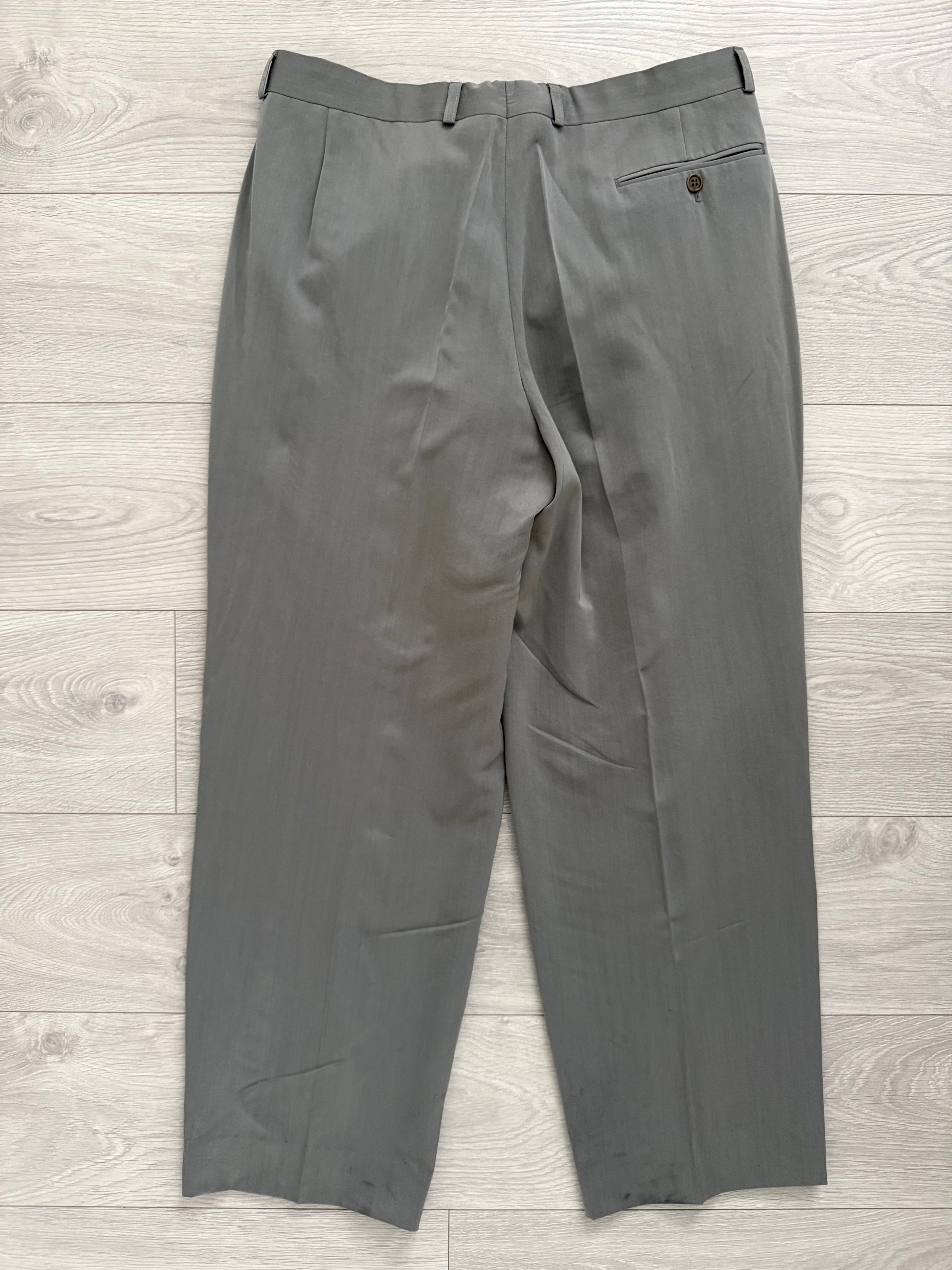 Hugo Boss 1980s 'Al Capone' Peaked Lapel Double Breasted Pleated Wool Silk Suit - Size XXL Jacket / 36" Waist