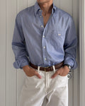 Giorgio Armani 1990s Blue Cotton Shirt - Size XL
