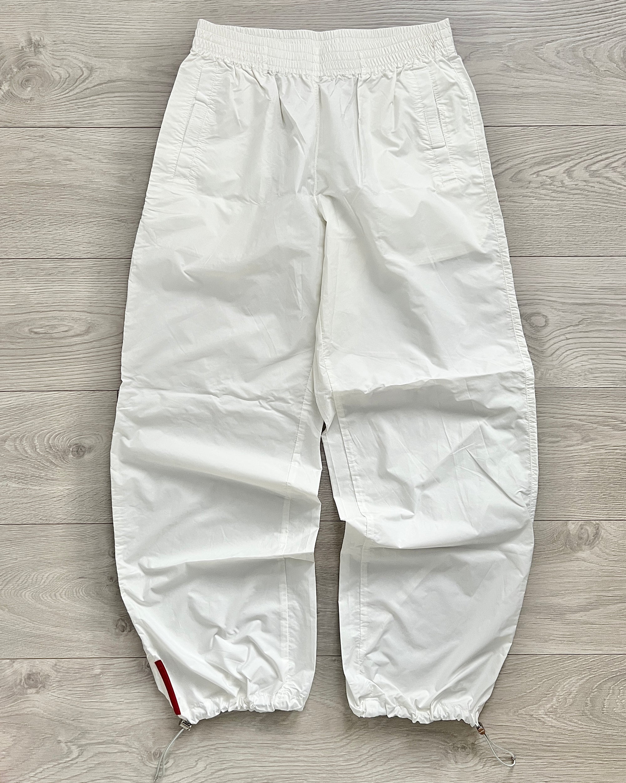 Prada Sport SS2002 Technical Baggy Nylon Bungee Hem Red Tab Pants - Size M