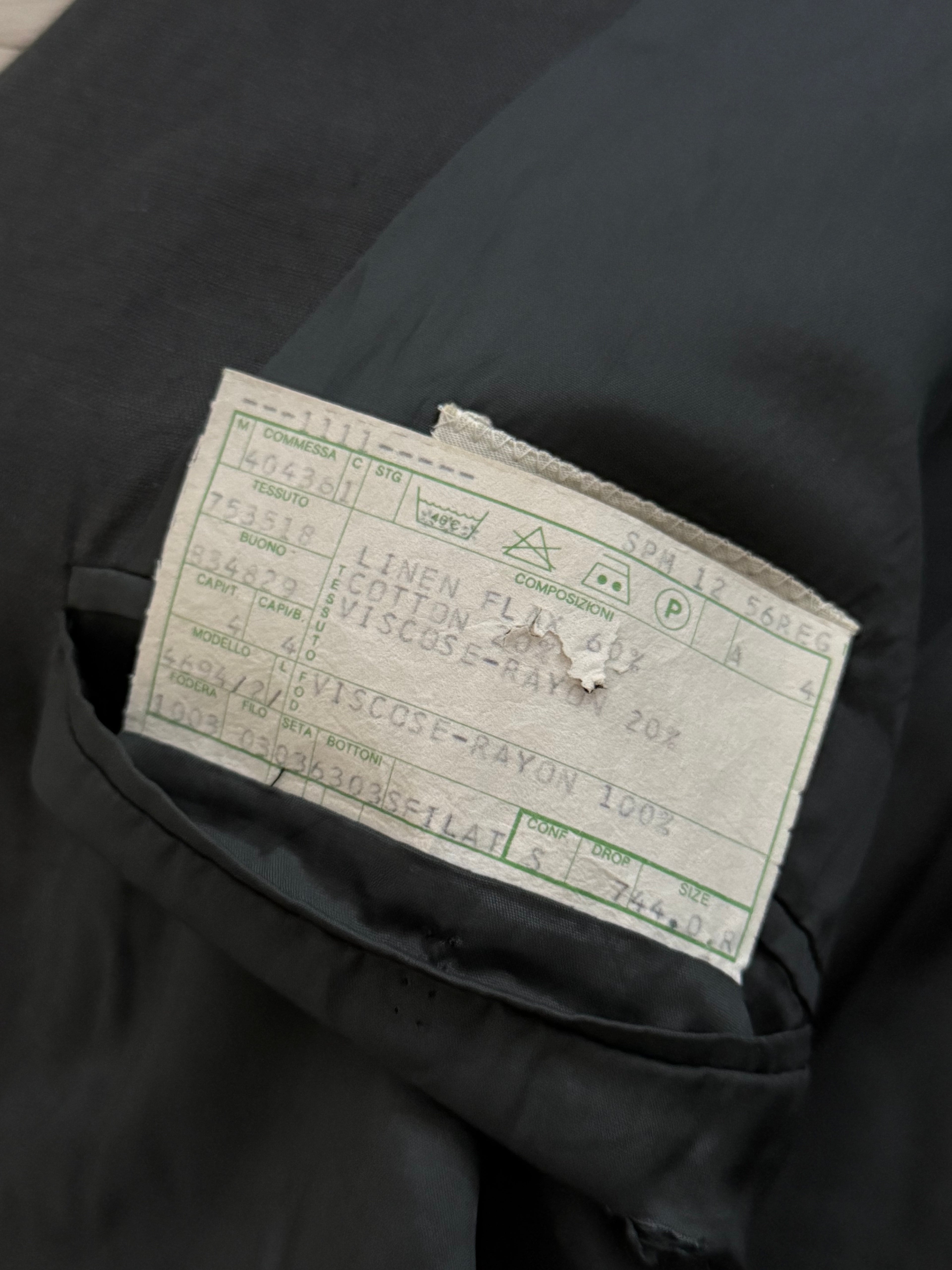Giorgio Armani 1980s 3B Linen Blend Suit Charcoal - Size XXL Jacket / 36" Waist