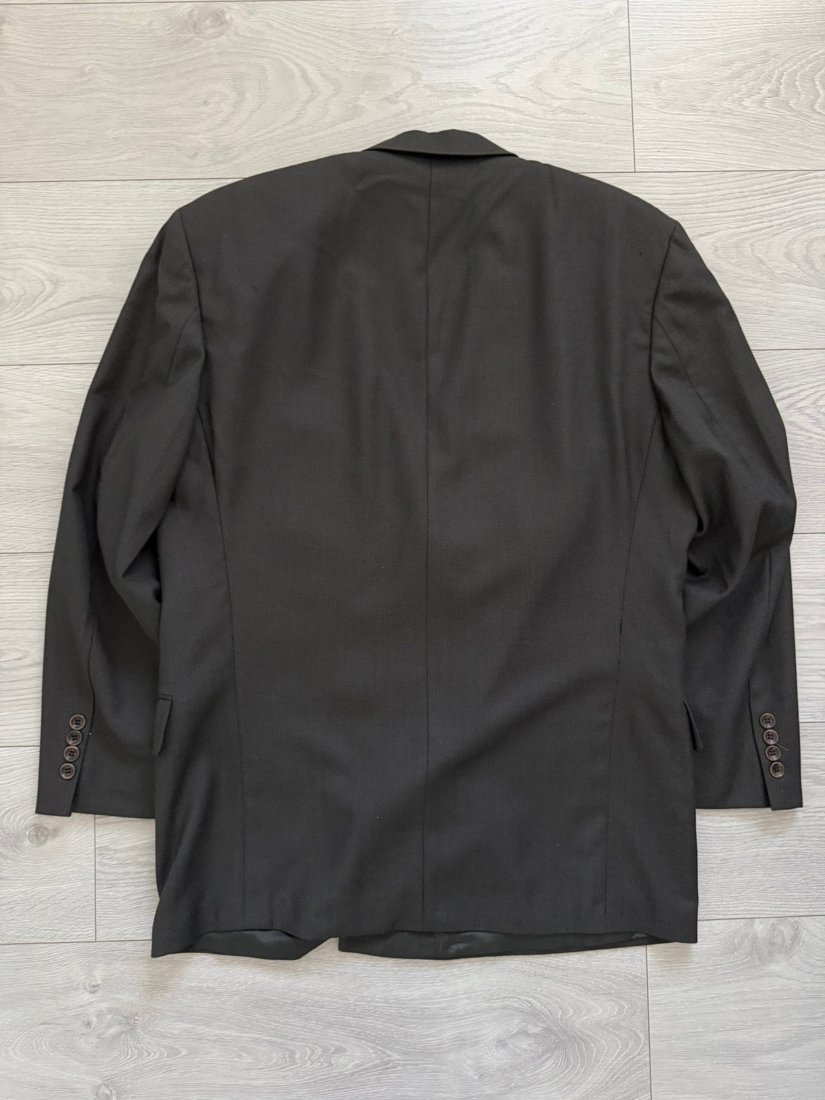 Hugo Boss 1980s Super 100s Peaked Lapel Double Breasted Wool Taupe Brown Sport Jacket Blazer - Size L