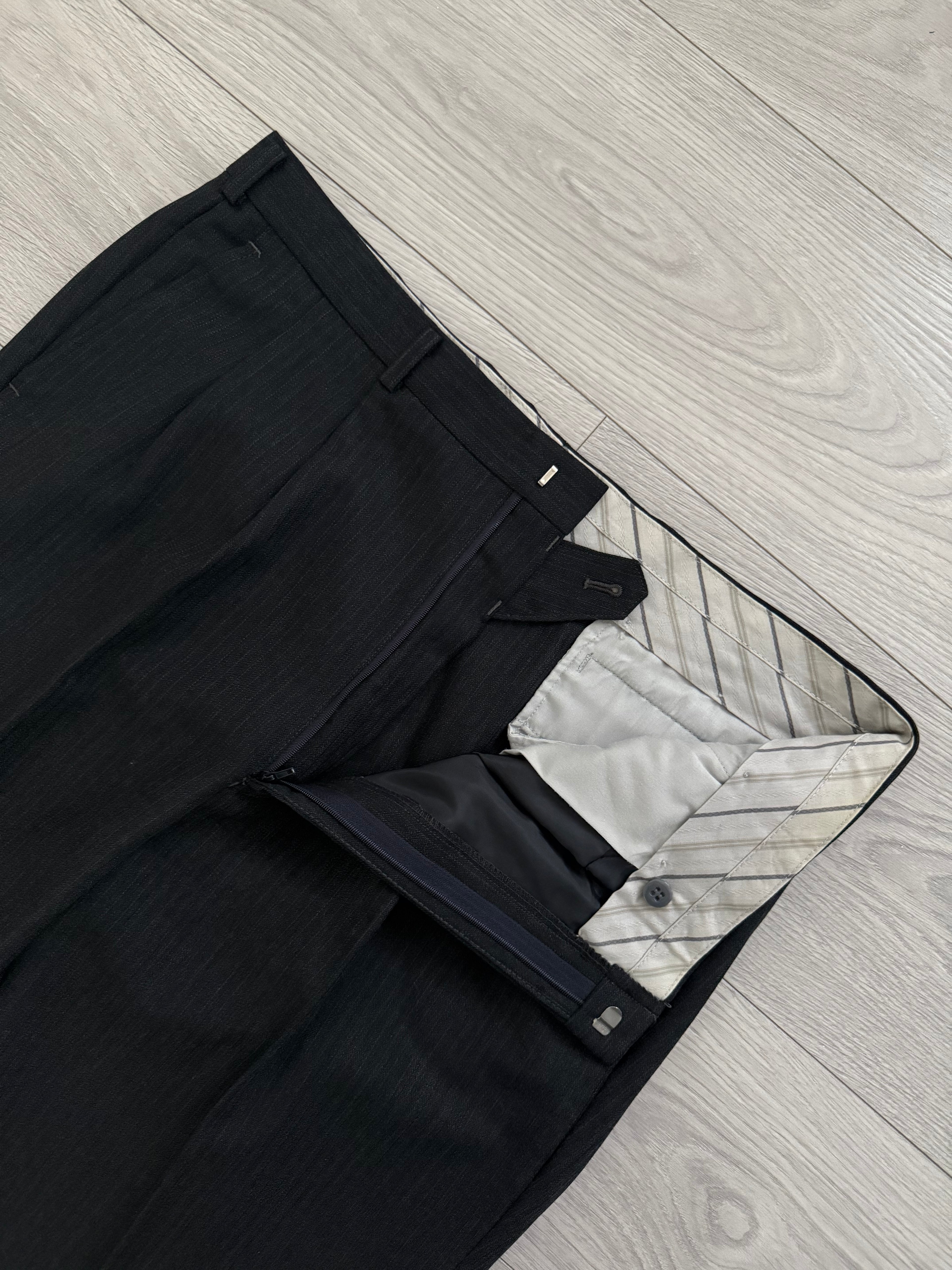 Yves Saint Laurent 1990s Double Breasted Pleated Wool Suit - Size XL Jacket / 36" Waist