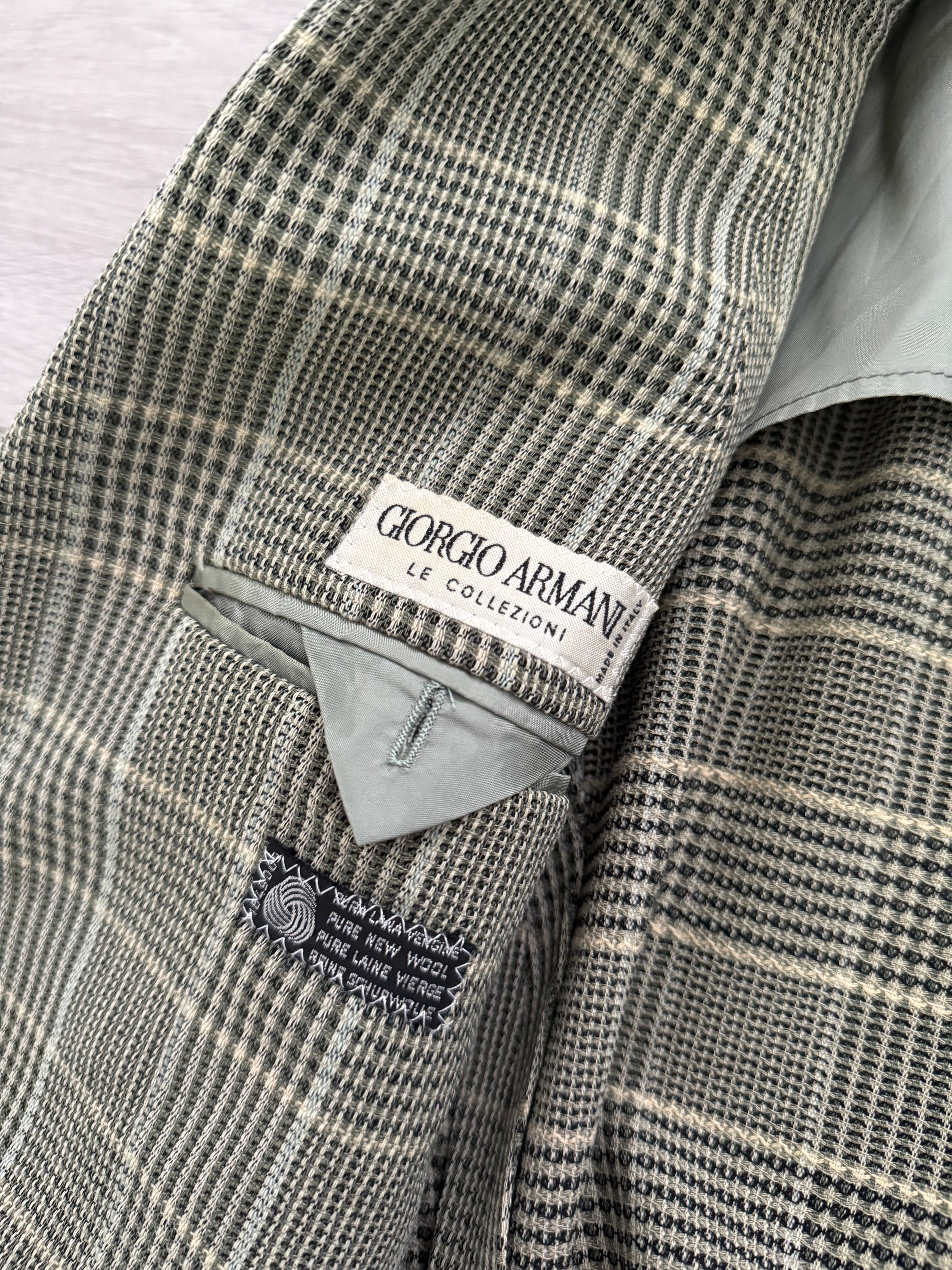Giorgio Armani 1980s Check Textured Wool Sports Jacket Blazer