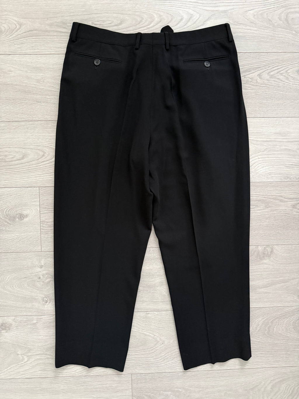Giorgio Armani Black Label 1990s 3B Relaxed Draped Wool Suit Black - Size XL Jacket / 36" Waist