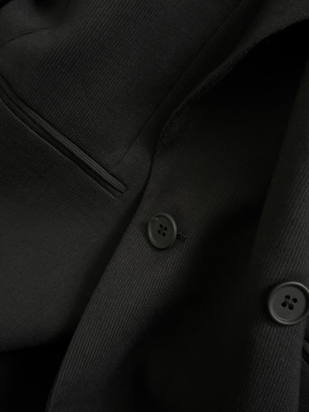 Giorgio Armani 1980s Double Breasted Pleated Wool Suit Black New - Size L Jacket / 32" Waist