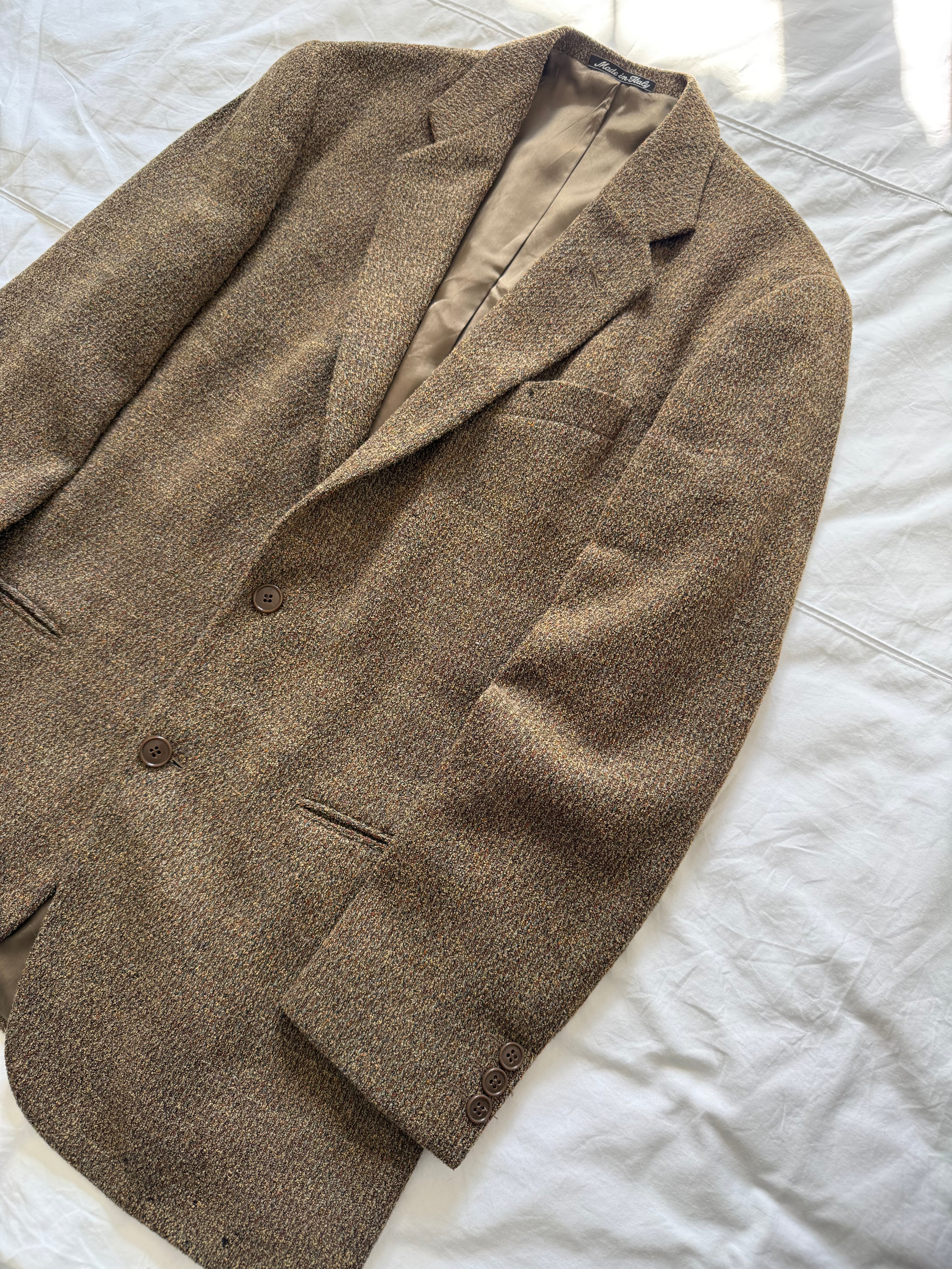 Giorgio Armani 1980s 2B Textured Speckled Wool Blend Sport Jacket Blazer - Size S