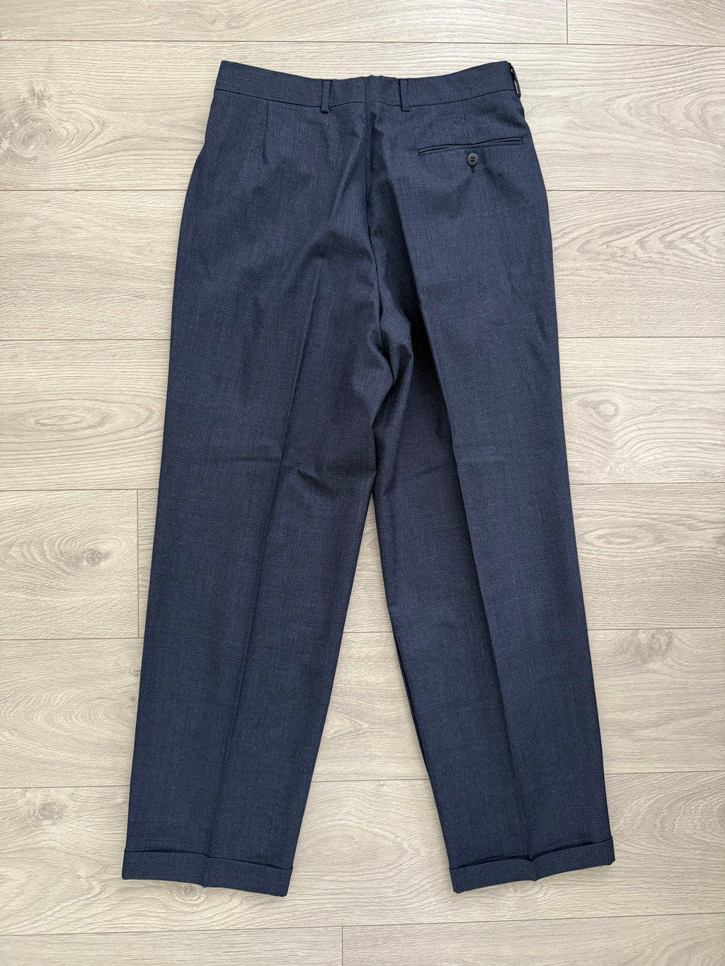 Hugo Boss 1980s 'Al Capone' Double Breasted Pleated Blue Wool Suit - Size M Jacket / 30" Waist