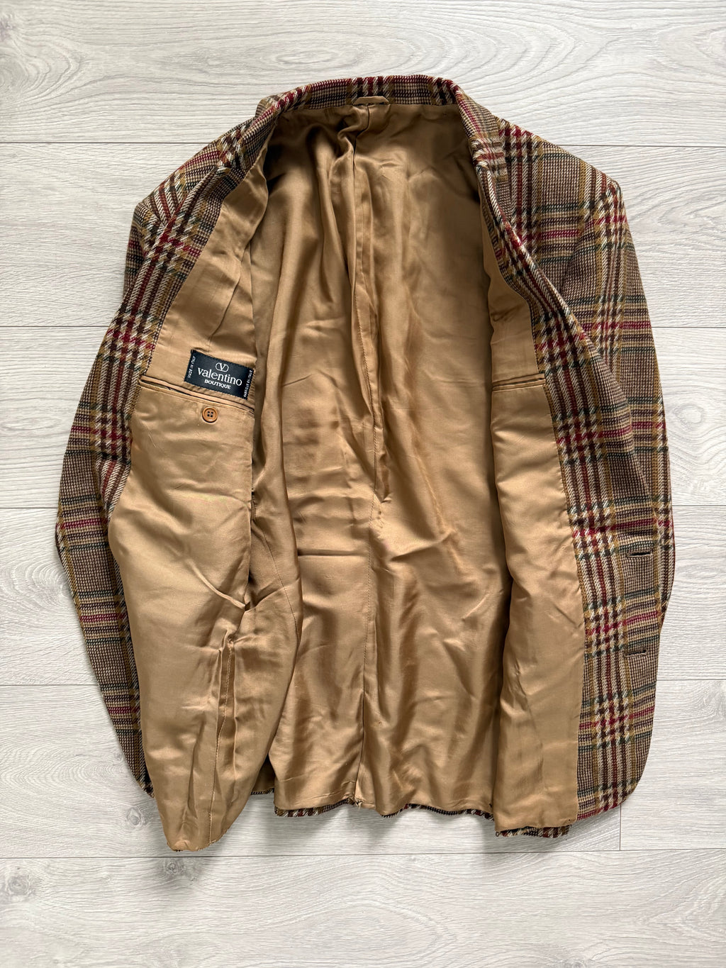 Valentino 1980s 2B Textured Wool Check Sports Jacket Blazer  - Size L