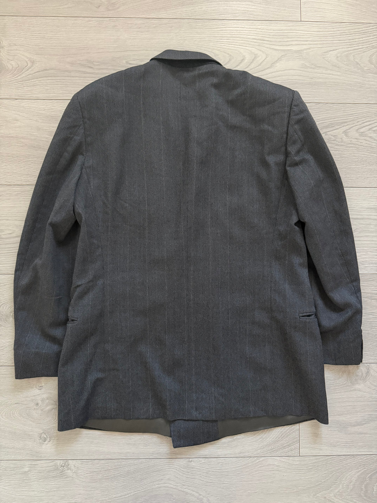 Giorgio Armani Mani 1980s Peaked Lapel Double Breasted Wool Suit Grey - Size L Jacket / 33" Waist