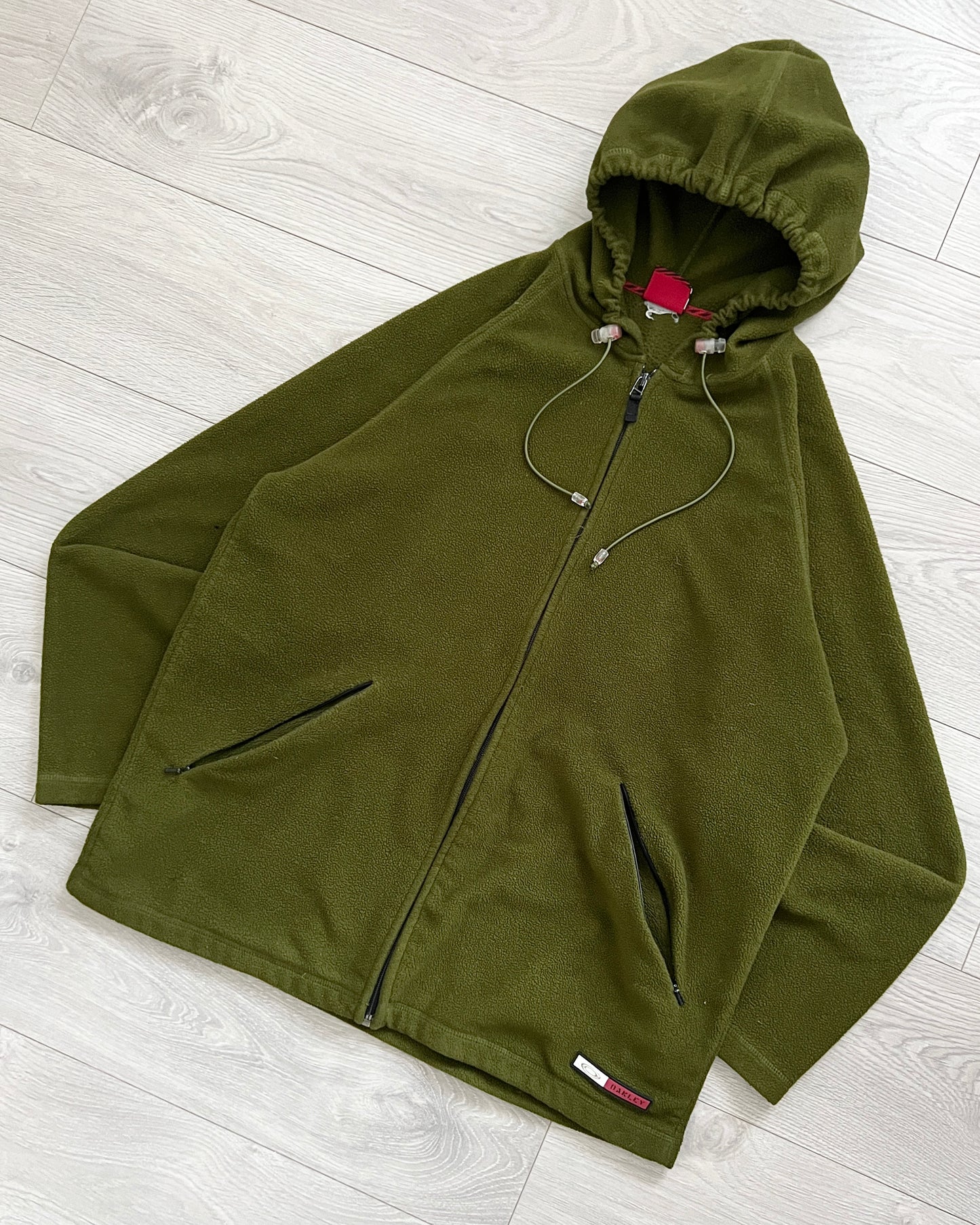 Oakley 00s Toggled Hood Technical Fleece Jacket in Green - Size L