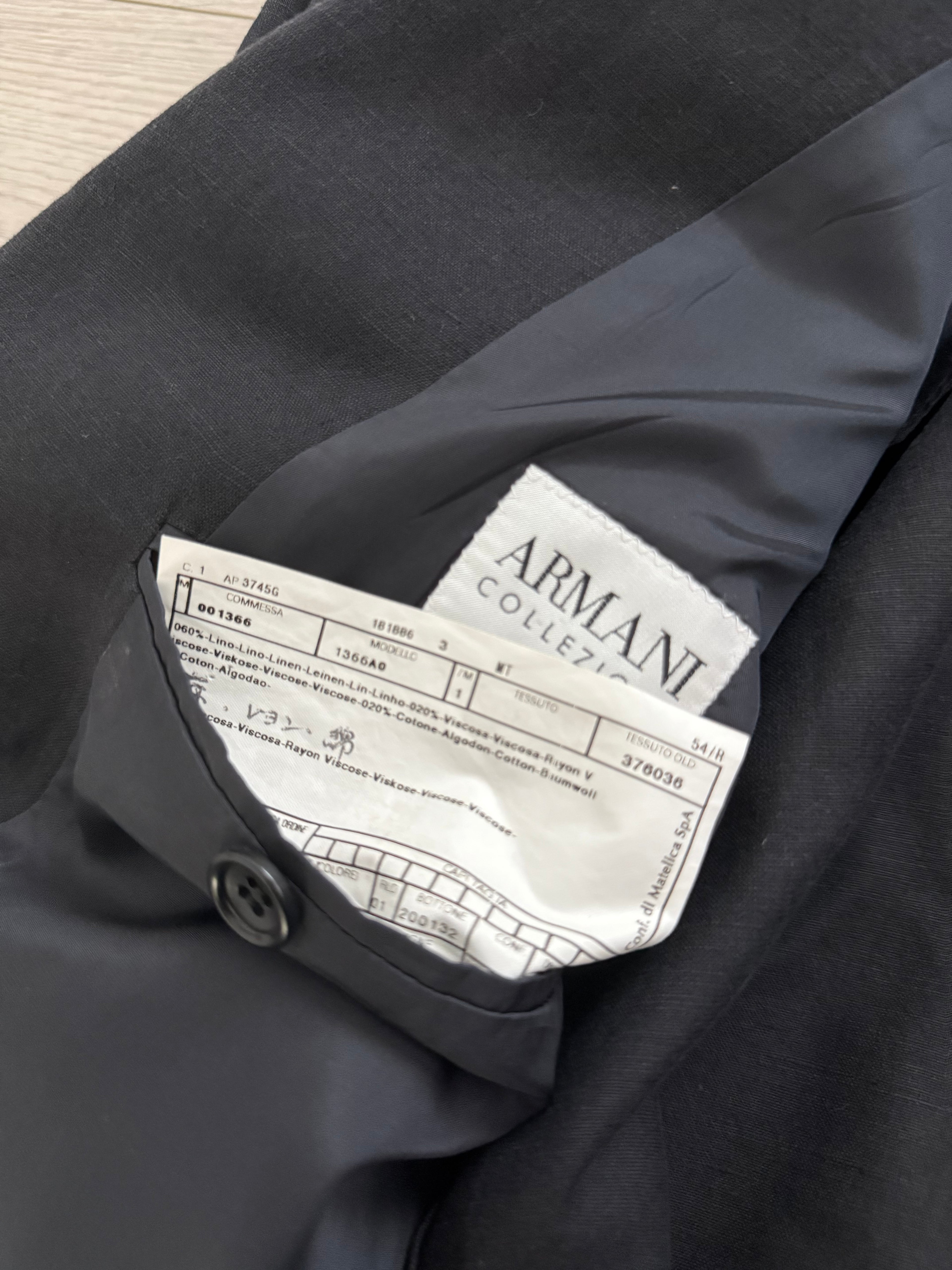 Armani 1990s 3B Linen Navy Sports Blazer Jacket - Size XL