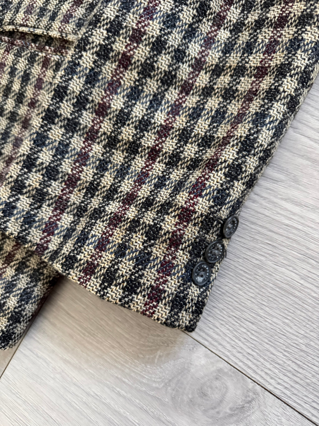 Emporio Armani 1980s 2B Gunclub Check Wool Textured Sport Jacket Blazer - Size L