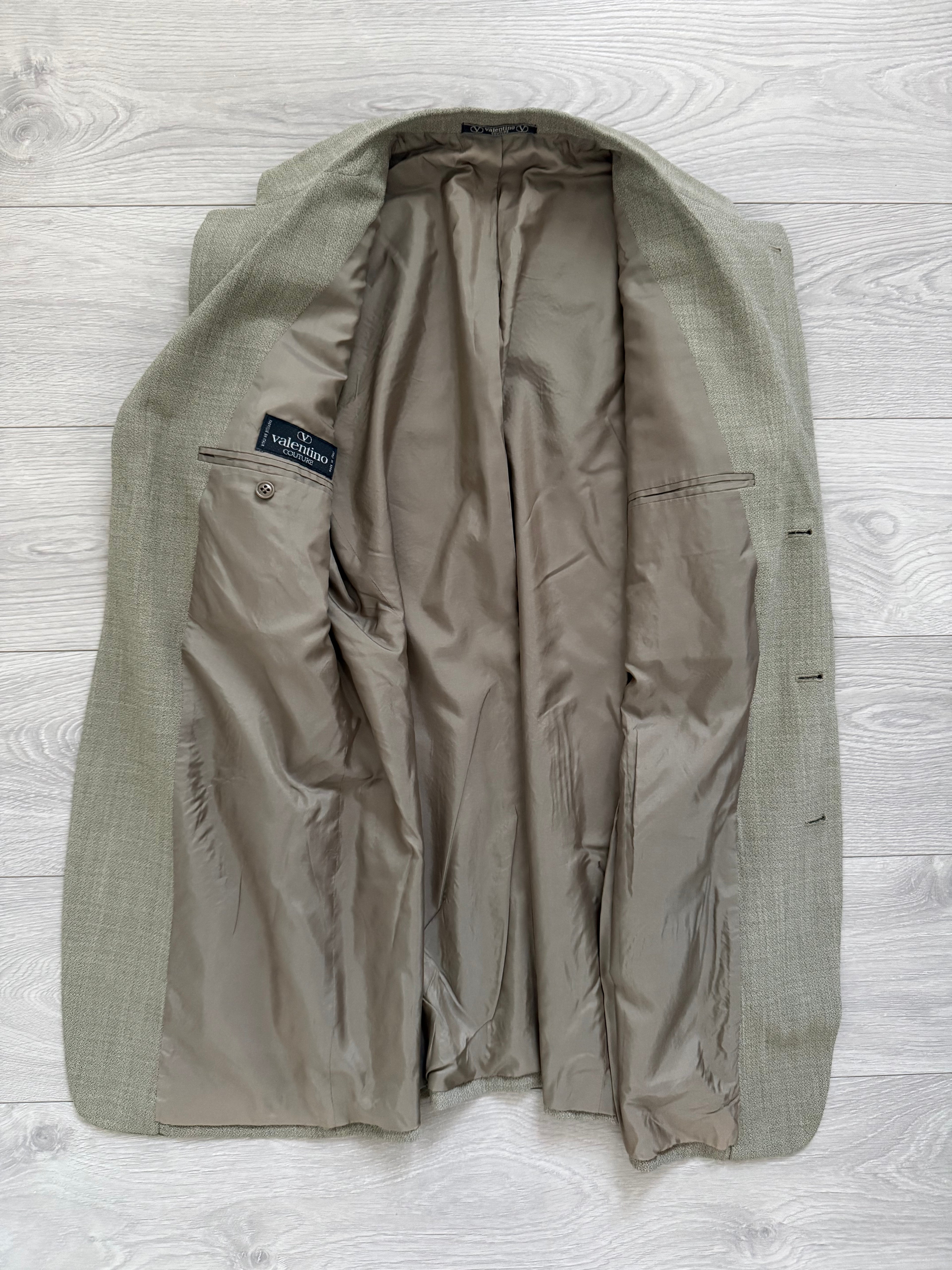 Valentino Couture 1980s 3B Draped Taupe Beige Wool Sports Blazer Jacket - Size XL