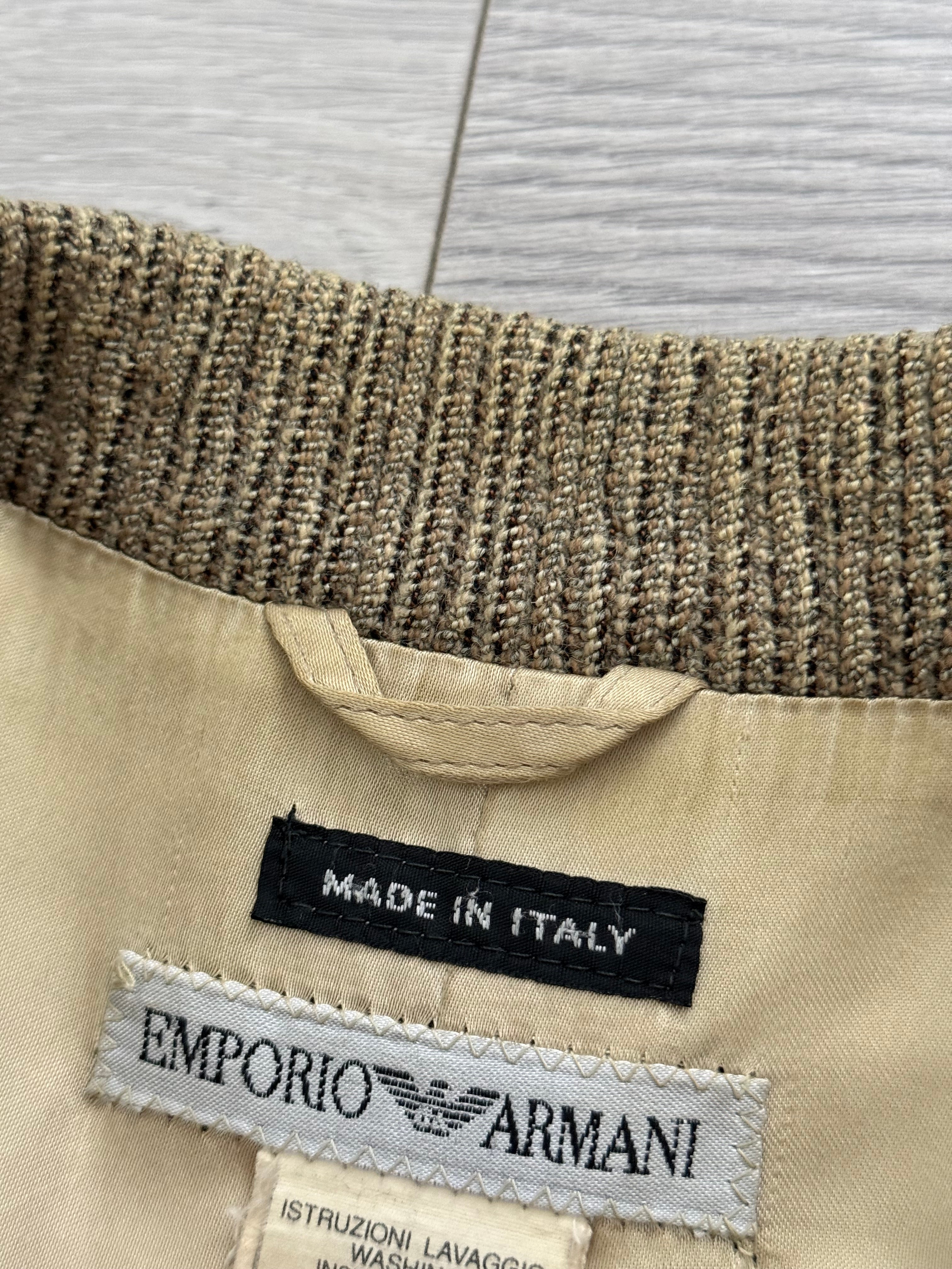 Emporio Armani 1990s 3D 'Tree Bark' Textured Wool Rayon Sports Jacket Blazer - Size L