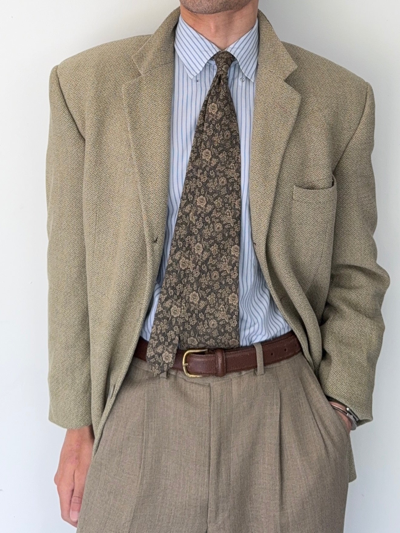 Versace 1980s 3B Tweed Textured Wool Sports Blazer Jacket - Size M