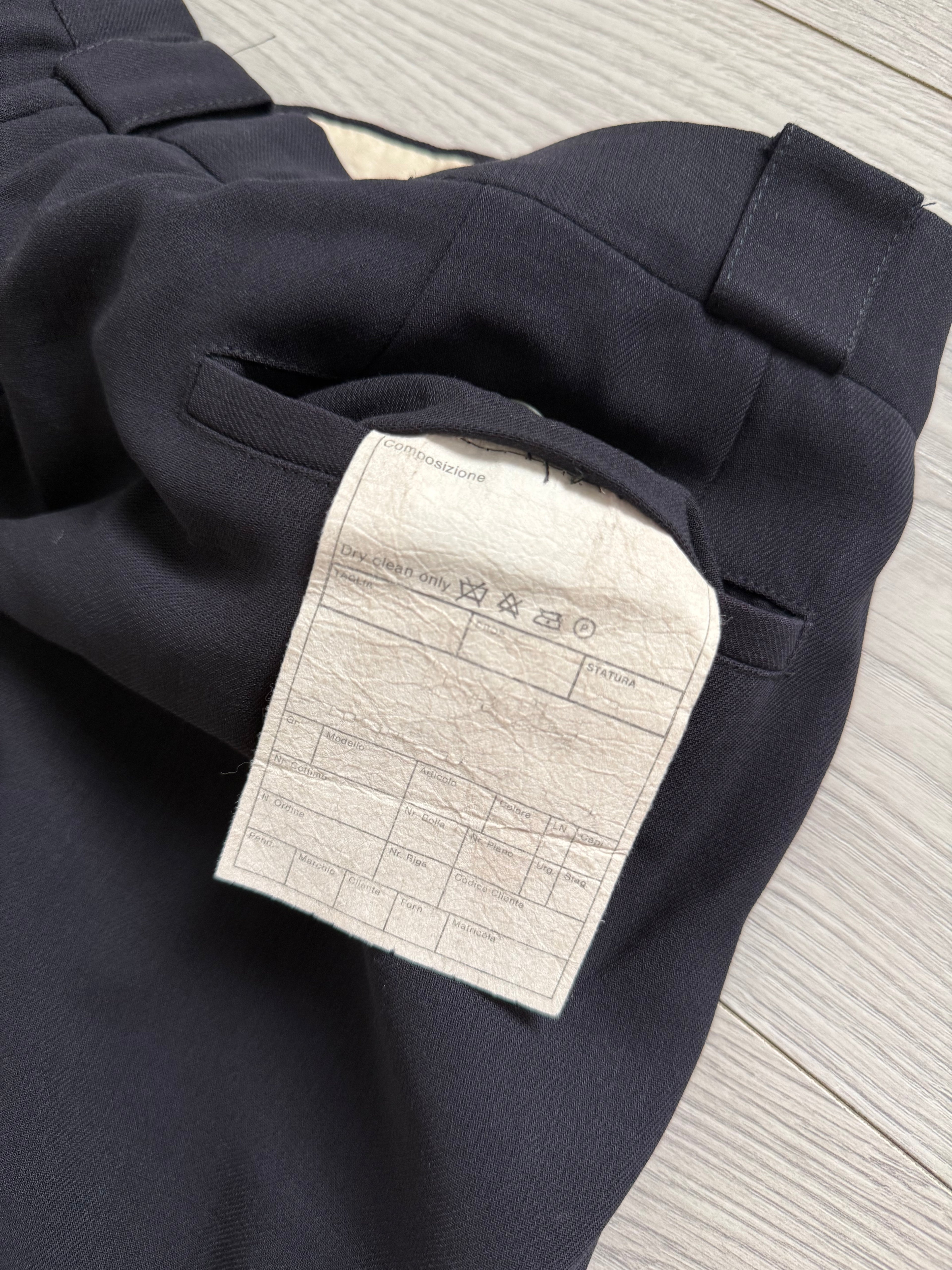 Giorgio Armani 1980s Double Pleat Draped Wool Navy Pants - Size 34" Waist