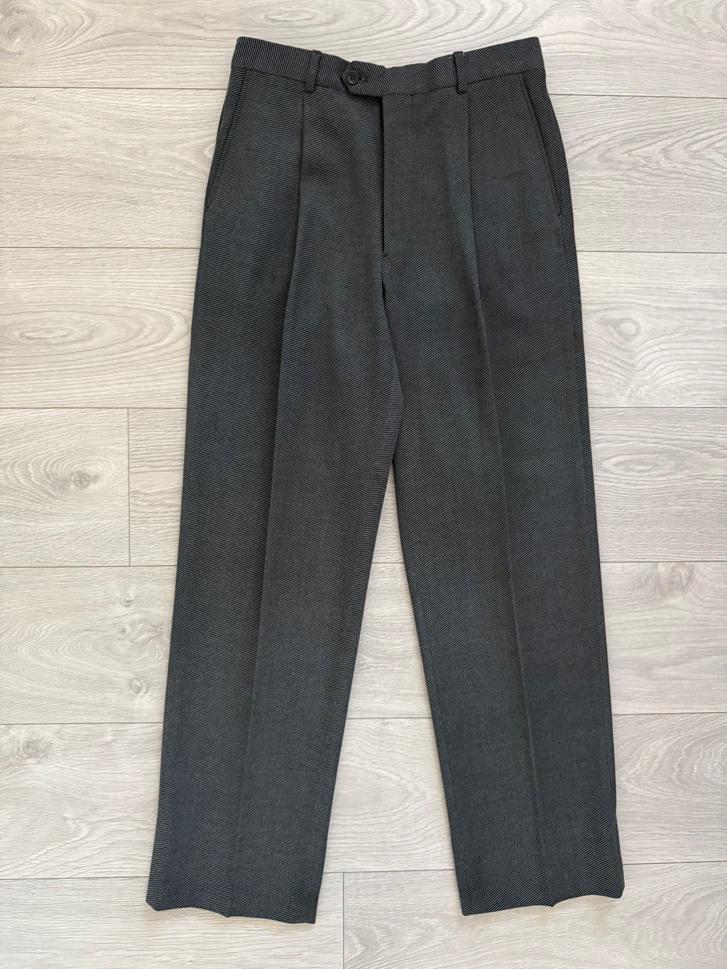 Armani 1990s 3B Twill Wool Cotton Pleated Grey Suit - Size S Jacket / 30" Waist