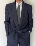Hugo Boss 1980s 'Al Capone' Double Breasted Pleated Blue Wool Suit - Size M Jacket / 30" Waist