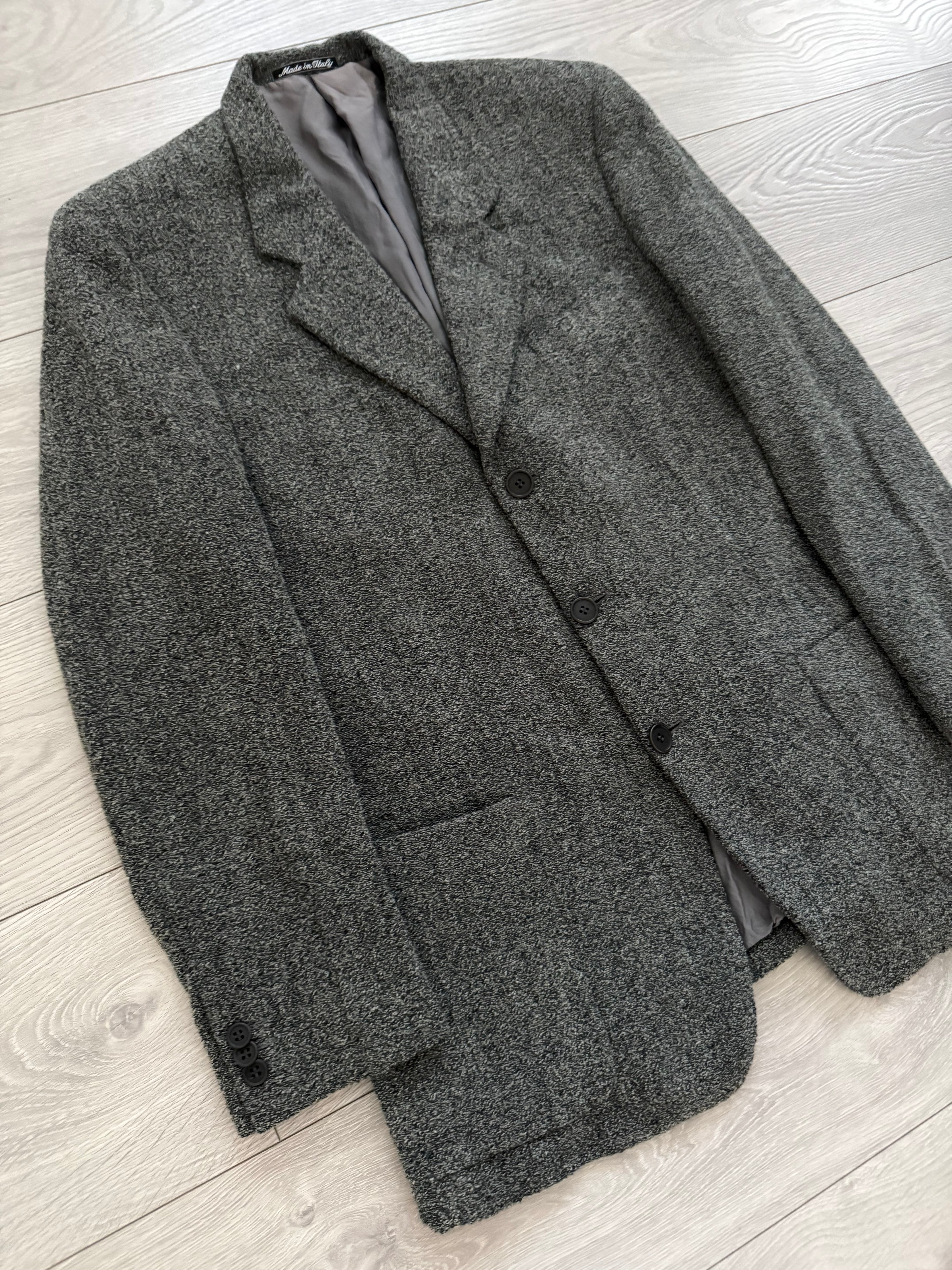 Giorgio Armani 1980s 3B Boucle Textured Grey Wool Sport Jacket Blazer - Size M