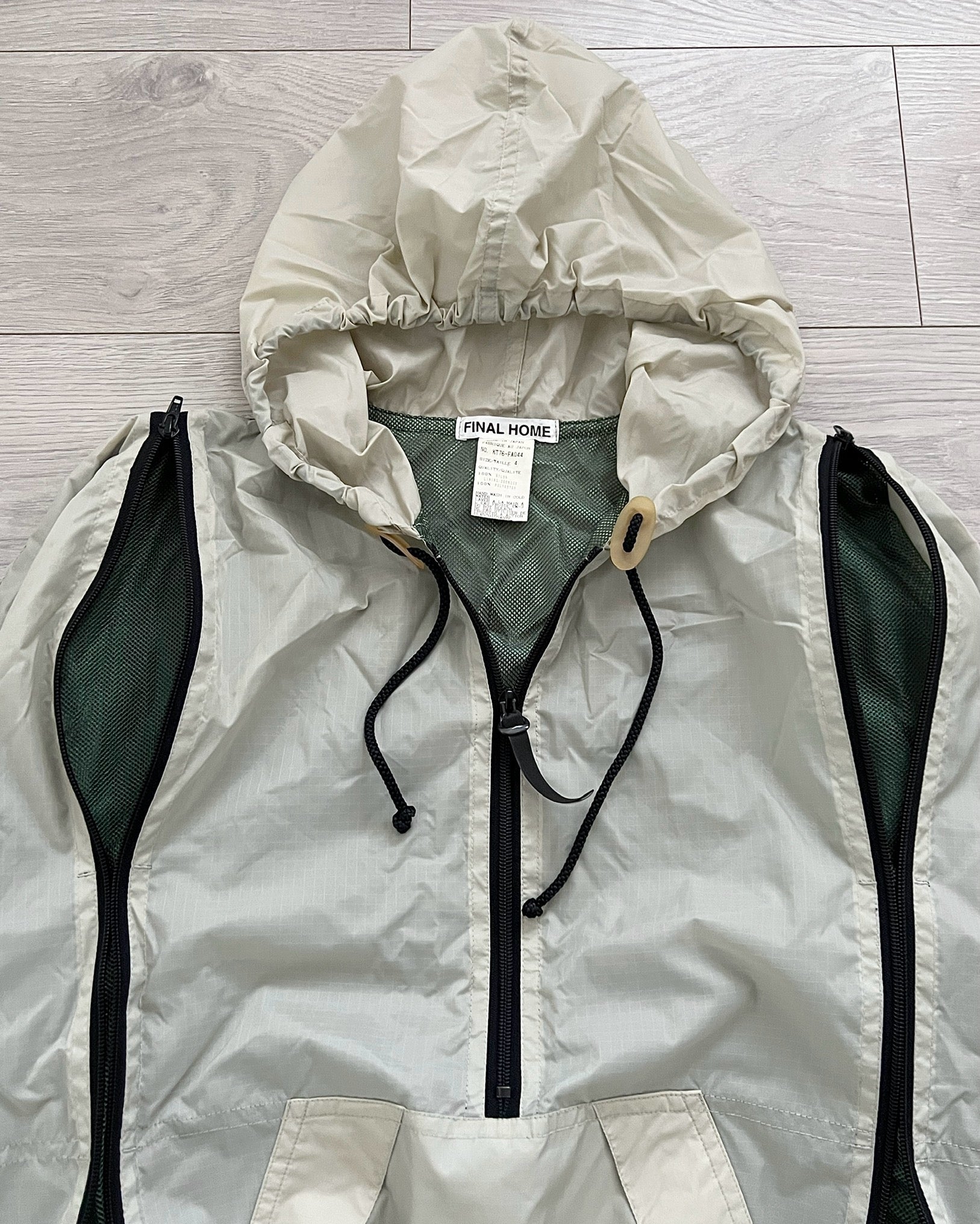 Final Home Early 00s Translucent White Green Survival Nylon Jacket