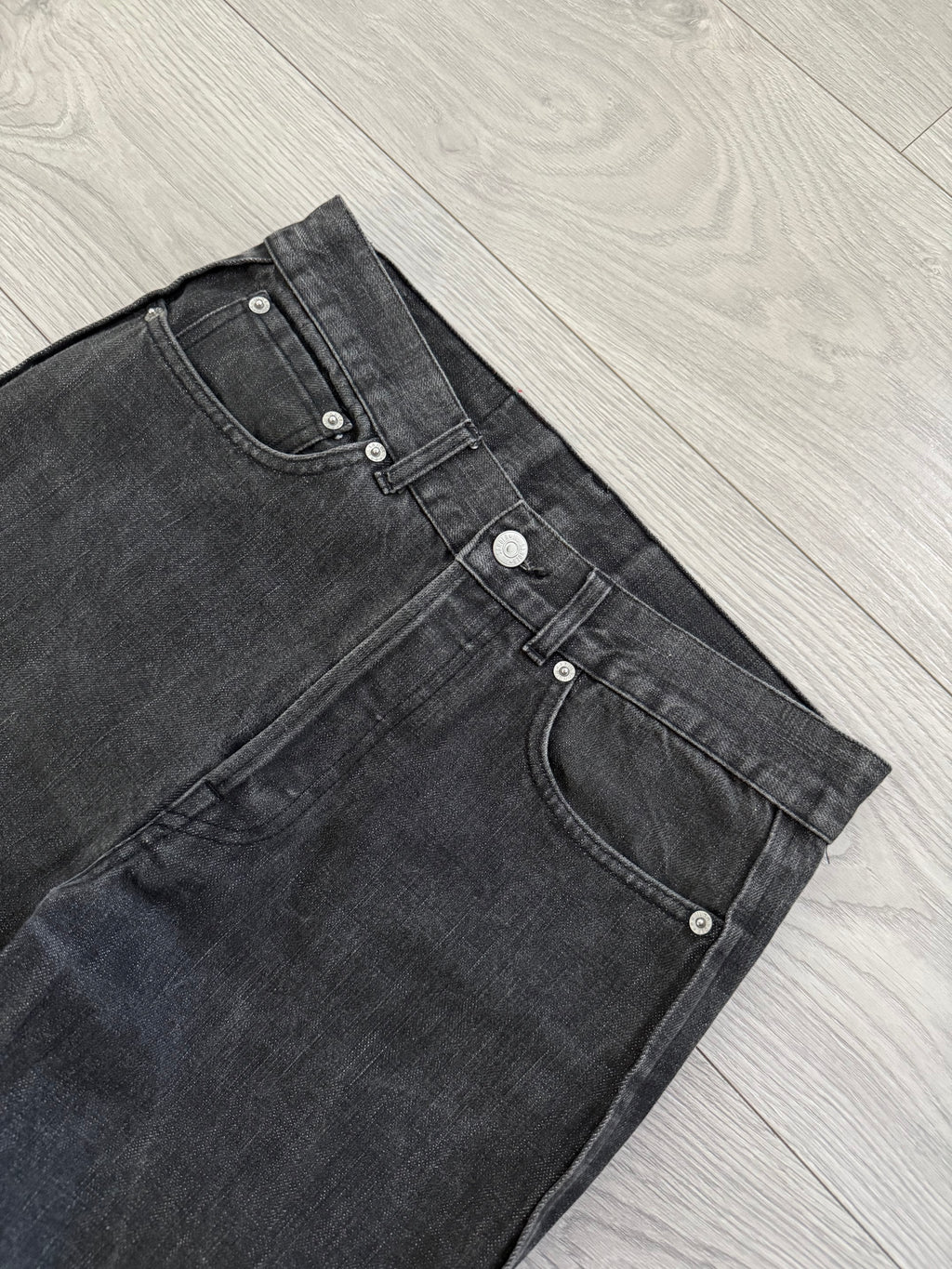 Jil Sander by Raf Simons Side Panelled Washed Grey Denim Jeans - Size 29