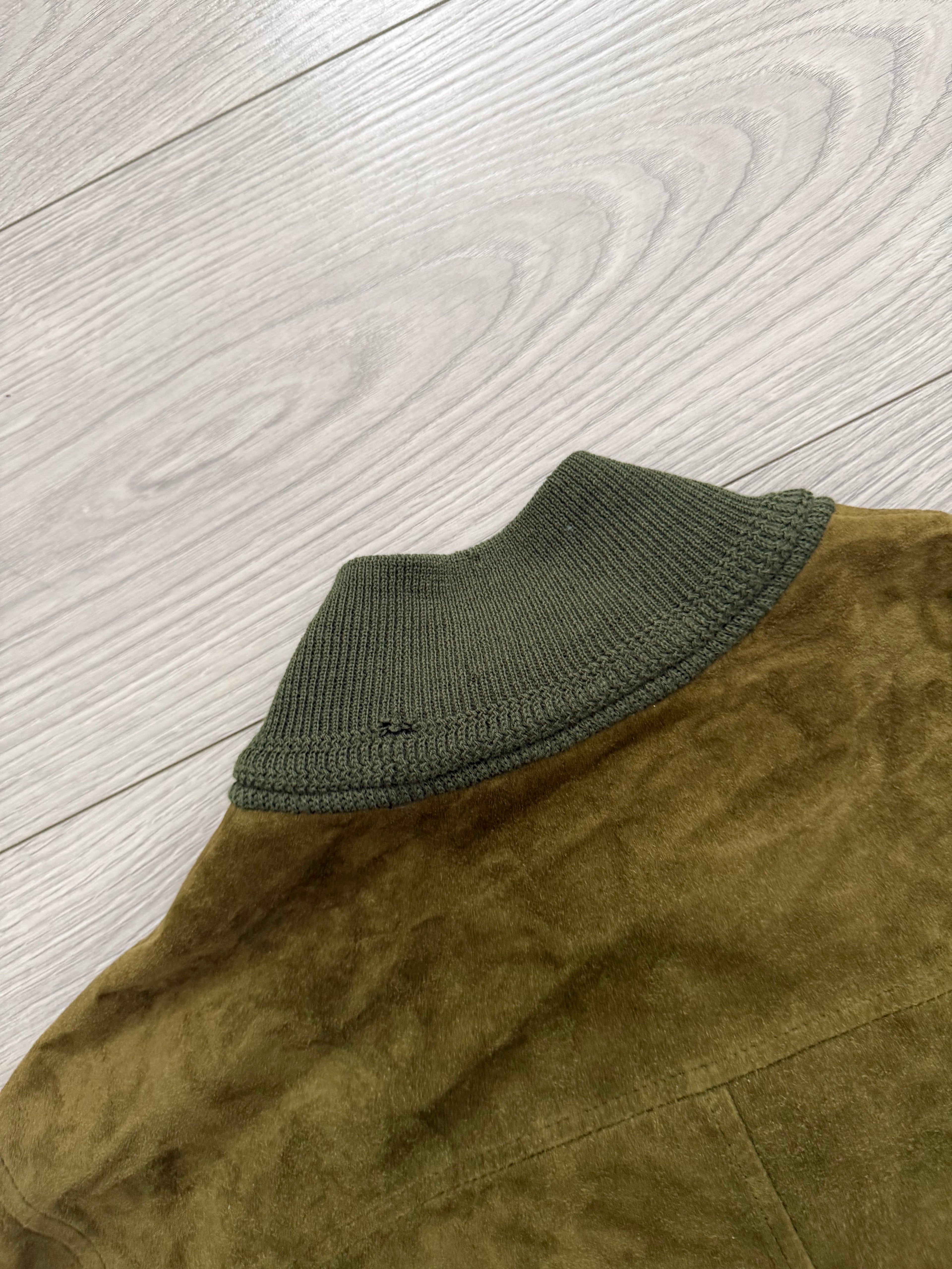 Sicons Armani 1980s Suede Green Military Flight Jacket - Size S