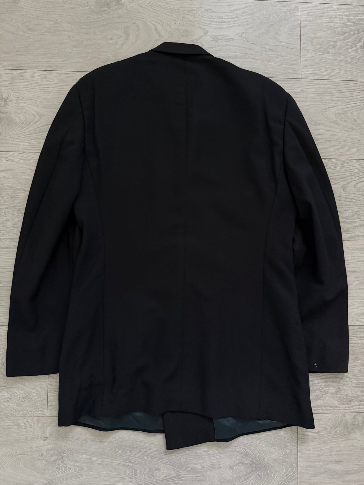 Giorgio Armani 1980s Peaked Lapel Double Breasted Metal Button Wool Sport Jacket Blazer Black  - Size L