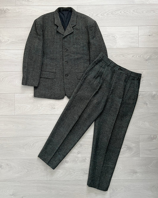 Comme Des Garcons Homme Plus 1990s Pleated Herringbone Suit - Size M Jacket / 32" Waist