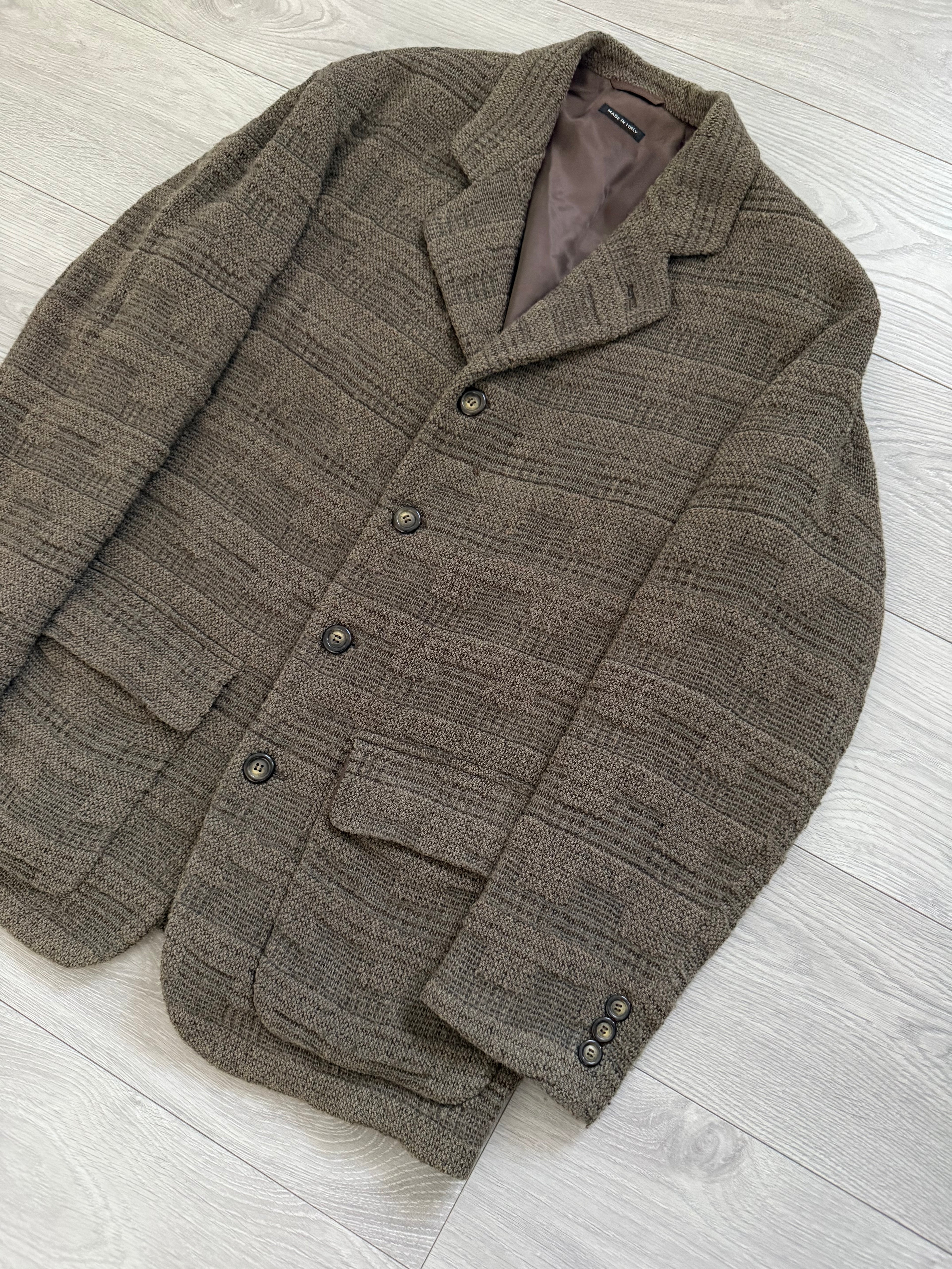 Emporio Armani 1990s 4B Wool Cotton Texture Pattern Jacket - Size L