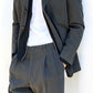 Issey Miyake 1990s Gabardine Textured Pleated Suit - Size M Jacket / 30" Waist