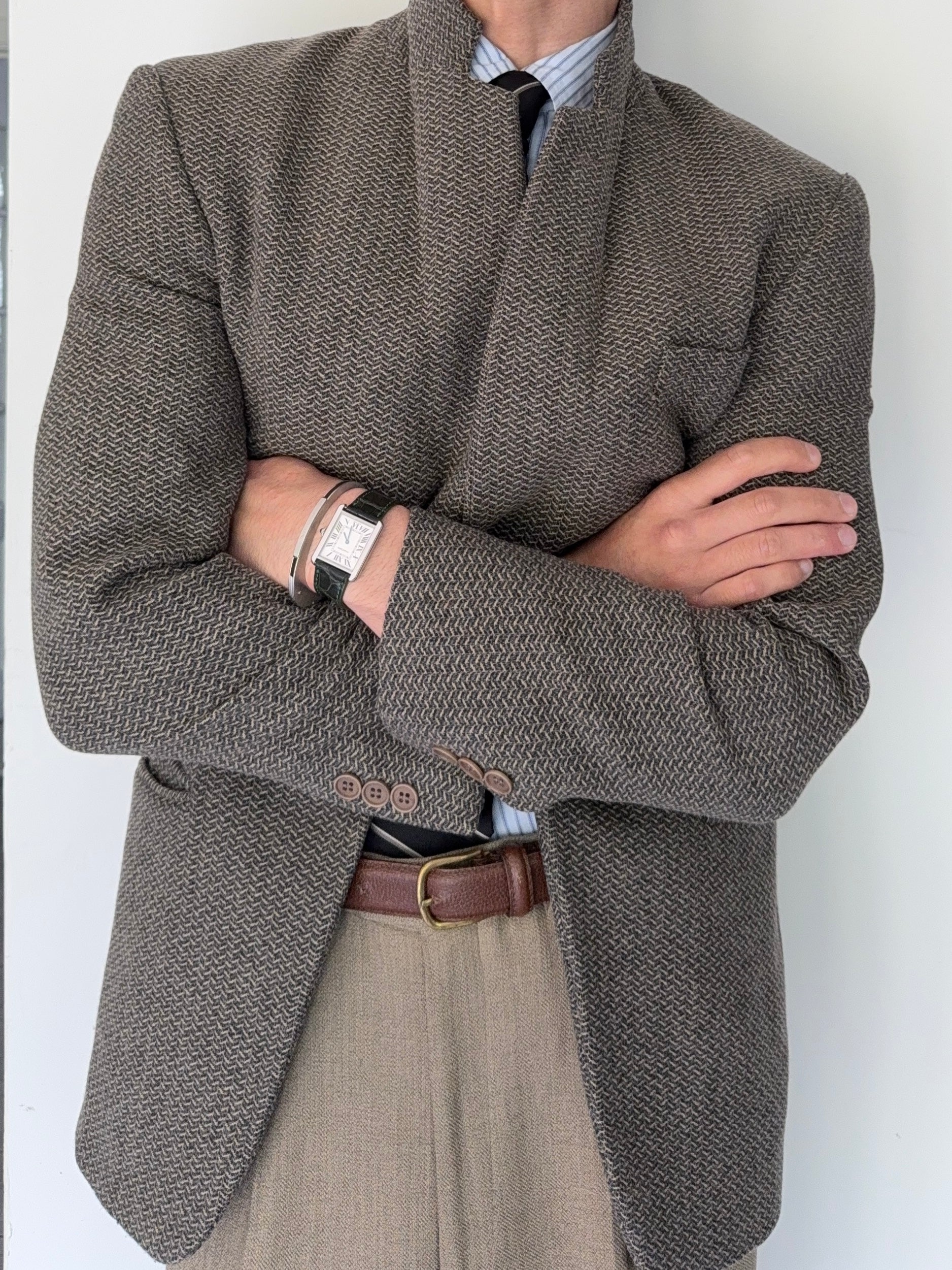 Emporio Armani SS1998 Micro-Herringbone Weave Sports Blazer Jacket - Size S