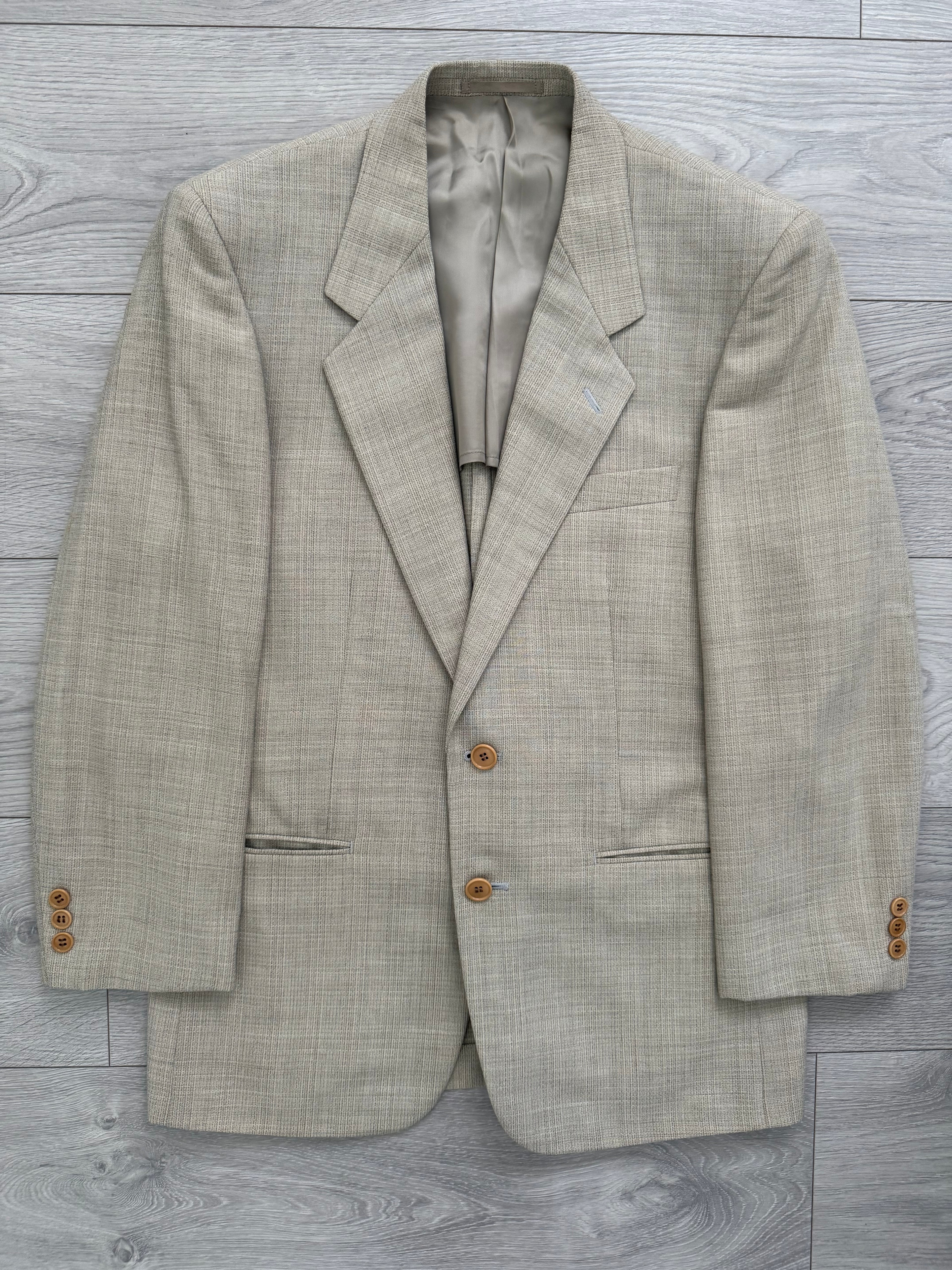 Paul Smith 1990s 2B Wool Silk Ecru Pleated Suit - Size S Jacket / 31" Waist