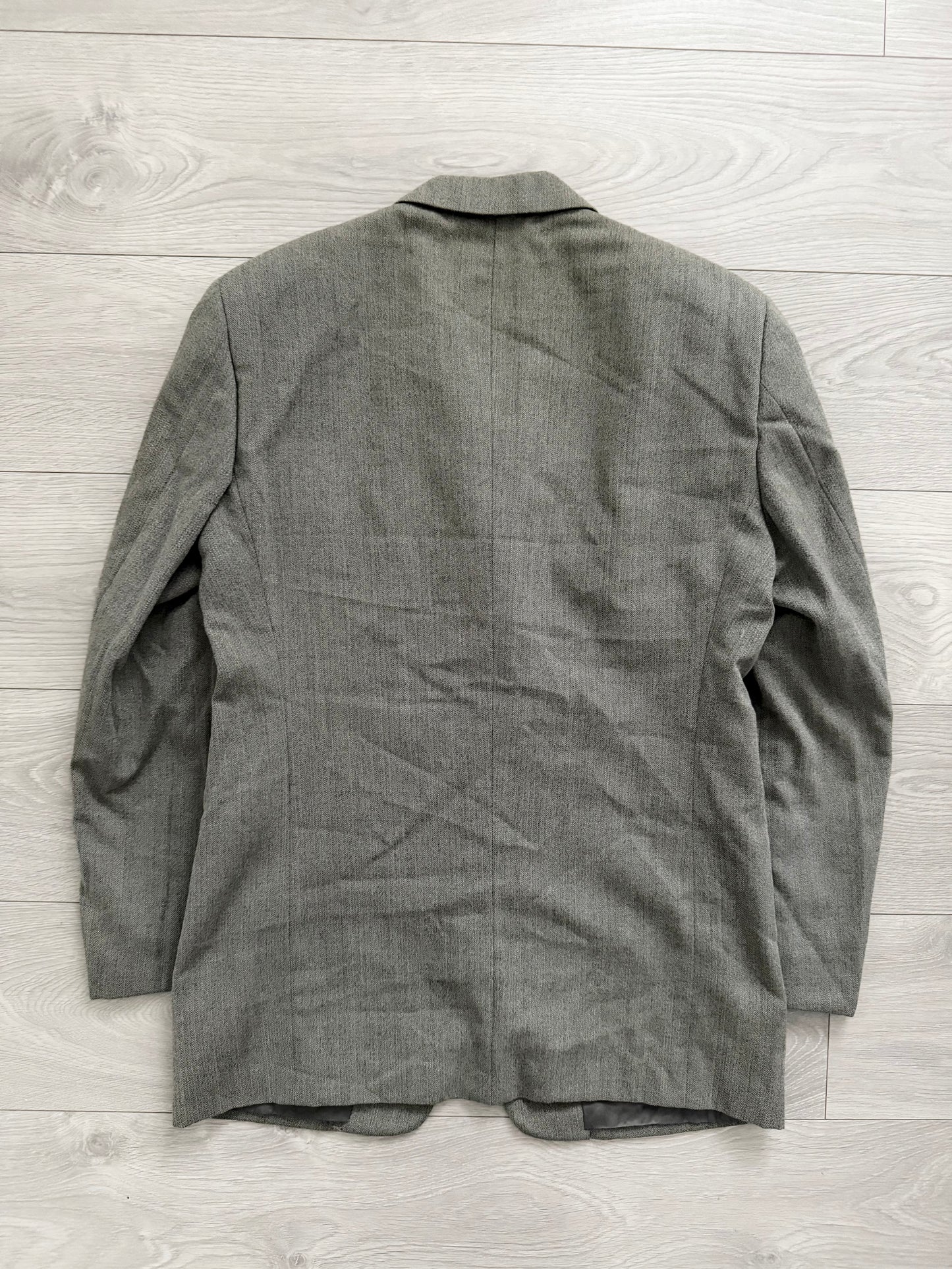 Giorgio Armani 1990s 3B Herringbone Weave Pleated Wool Suit - Size M Jacket / 32" Waist