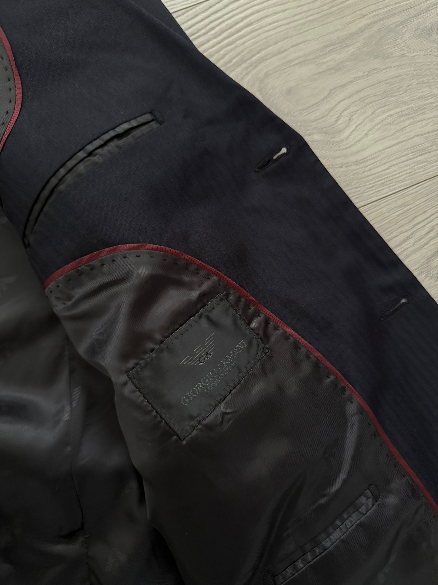 Armani 2000s Striped Navy Suit - XL Jacket / 38" Waist