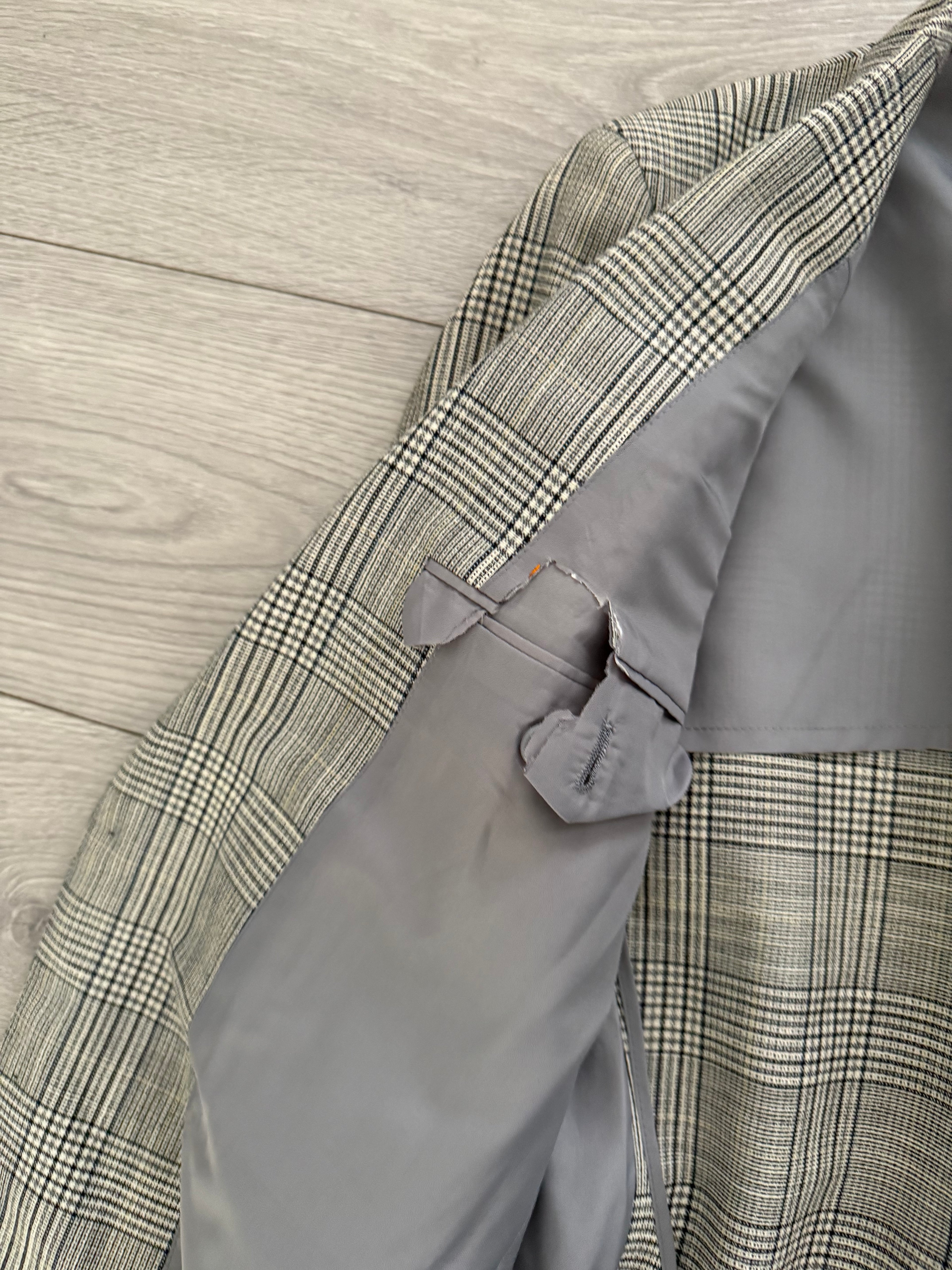 Burberry 1990s 2B Wool Grey Lightweight Partially Lined Sports Jacket Blazer - Size S