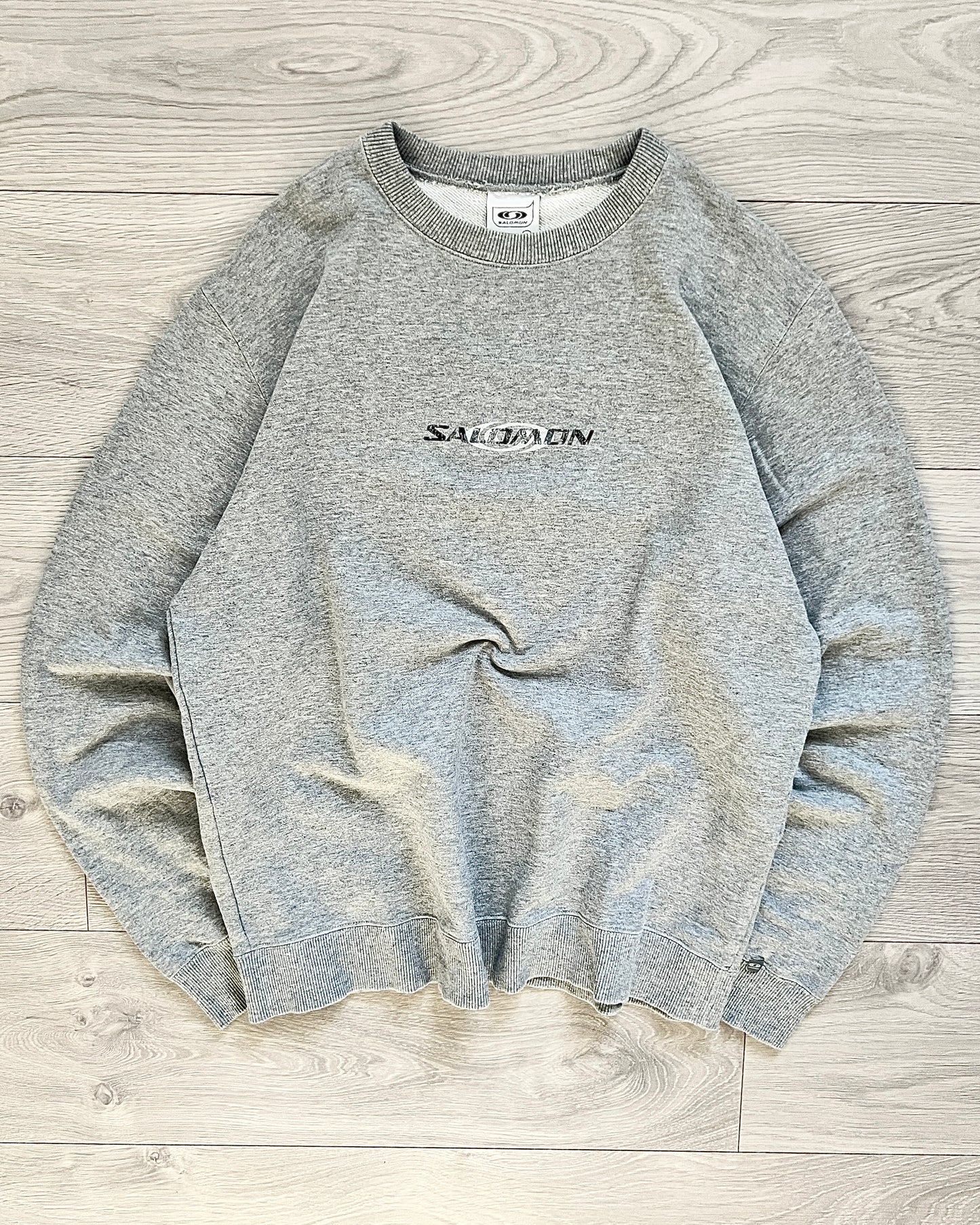 Salomon Early 00s Graphic Grey Crewneck Sweater - Size M