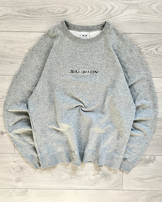 Salomon Early 00s Graphic Grey Crewneck Sweater - Size M