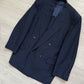 Yves Saint Laurent 1990s Double-Breasted Pleated Striped Blue Wool Suit - Size L Jacket / 32" Waist