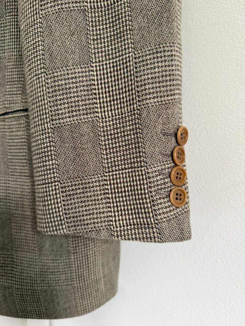 Valentino 1980s Peaked Lapel Double Breasted Textured Wool Sports Blazer Jacket - Size M