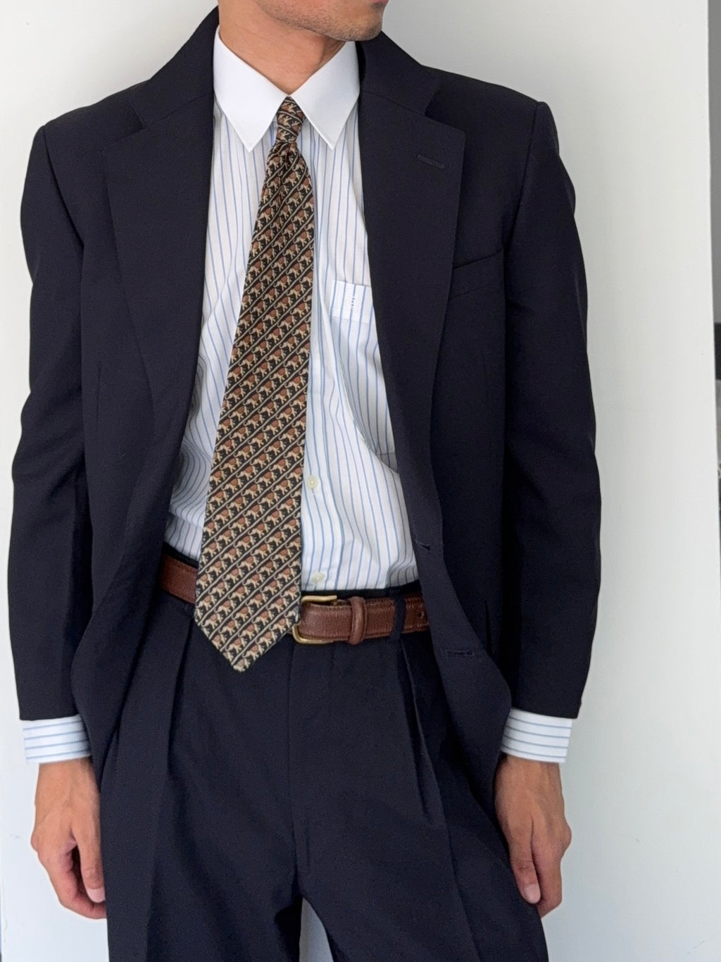 Ralph Lauren 1990s 2B Pleated Wool Suit Navy - Size S Jacket / 30" Waist