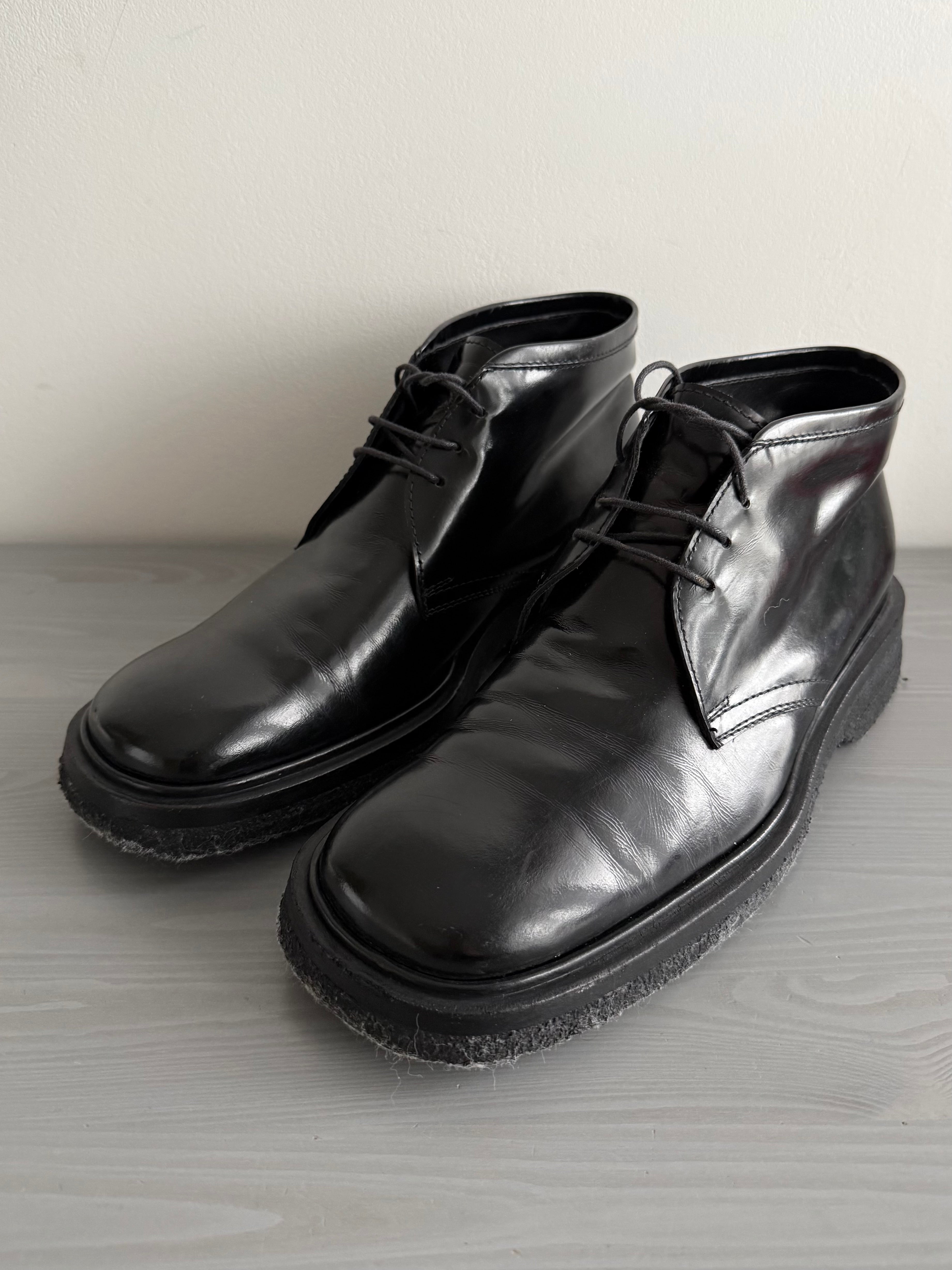 Prada 1999 Crepe Sole Square Toe Leather Chukka Boots - Size US9