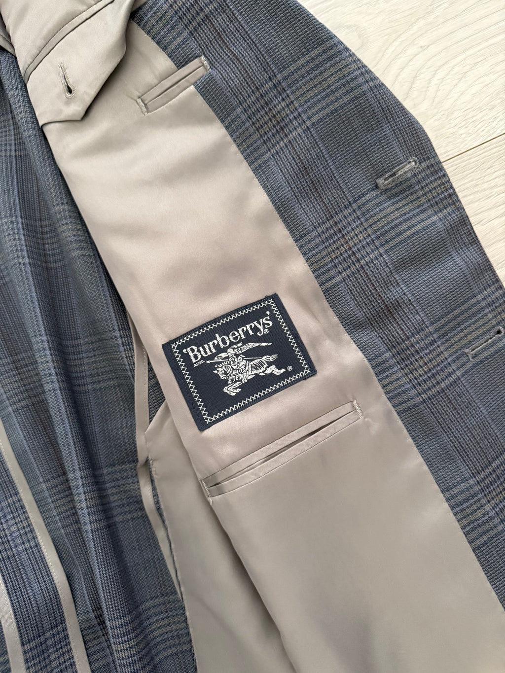 Burberry 1990s 2B Blue Check Lightweight Partially Lined Sports Jacket Blazer - Size S