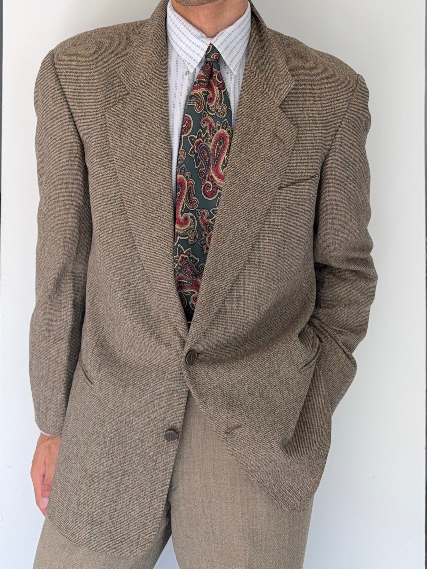 Giorgio Armani 1980s 2B Textured Wool Sports Blazer Jacket - Size L
