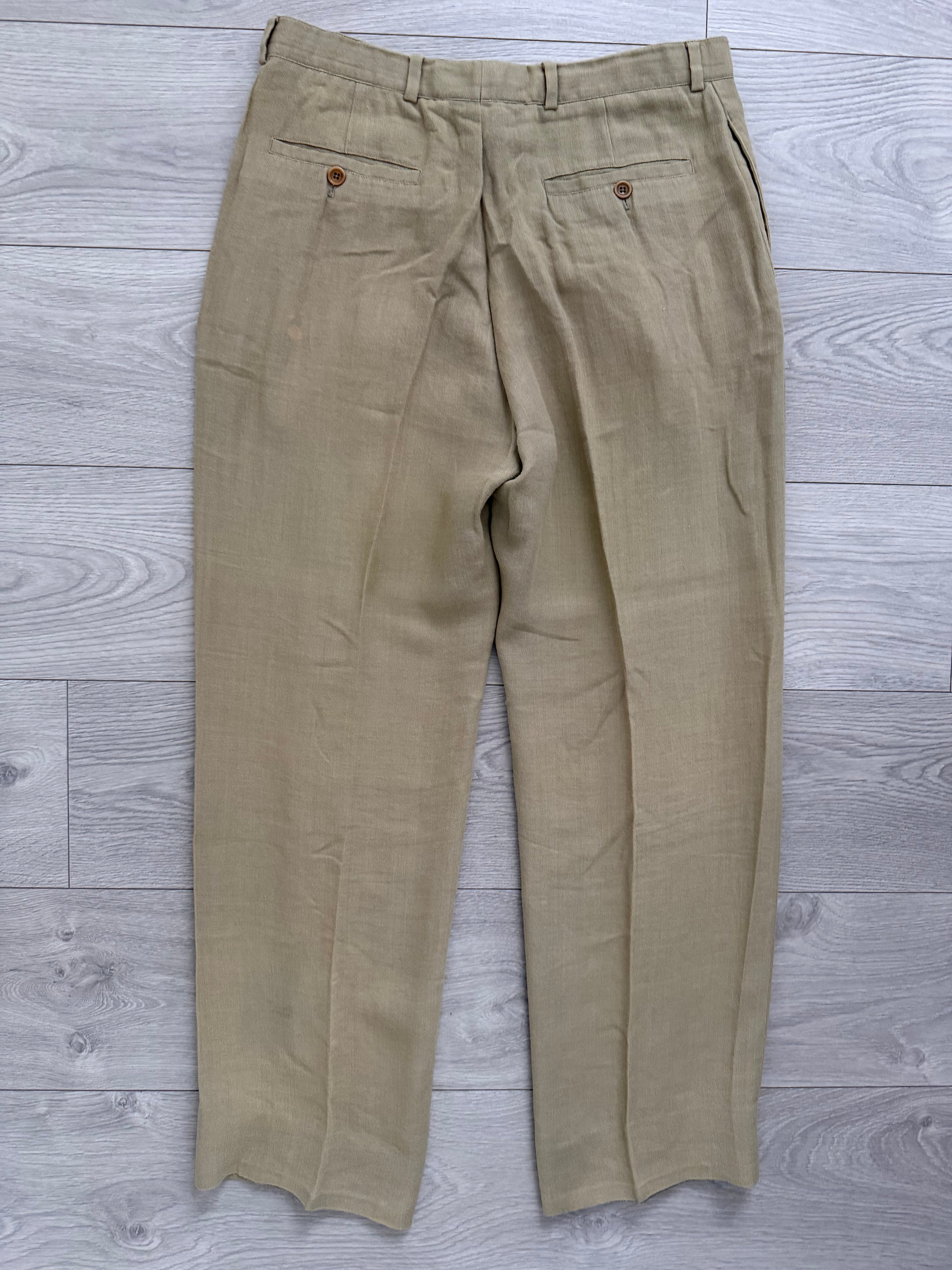 Armani 1990s 3B Linen Blend Unstructured Suit Beige - Size M Jacket / 32" Waist