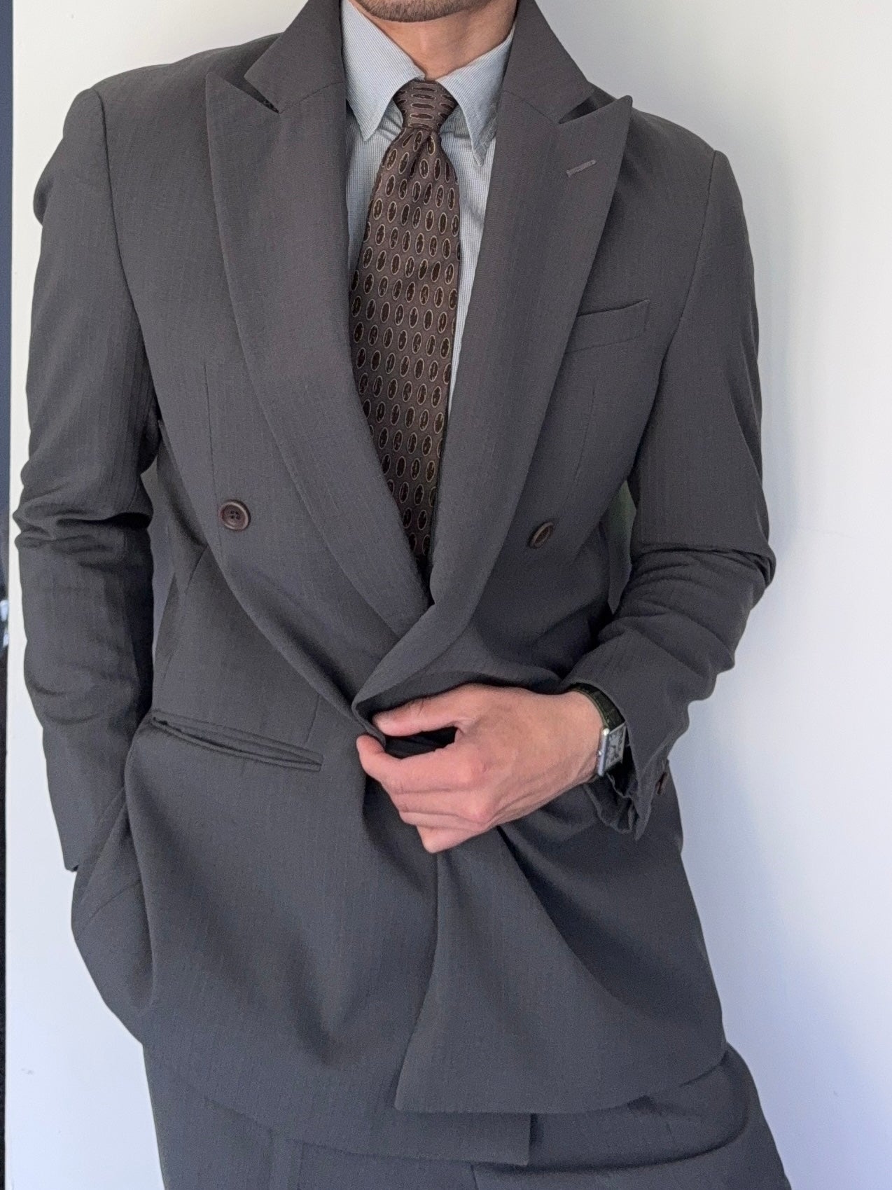 Armani 1990s Double-Breasted Pleated Wool Suit in Grey - Size S Jacket / 30" Waist