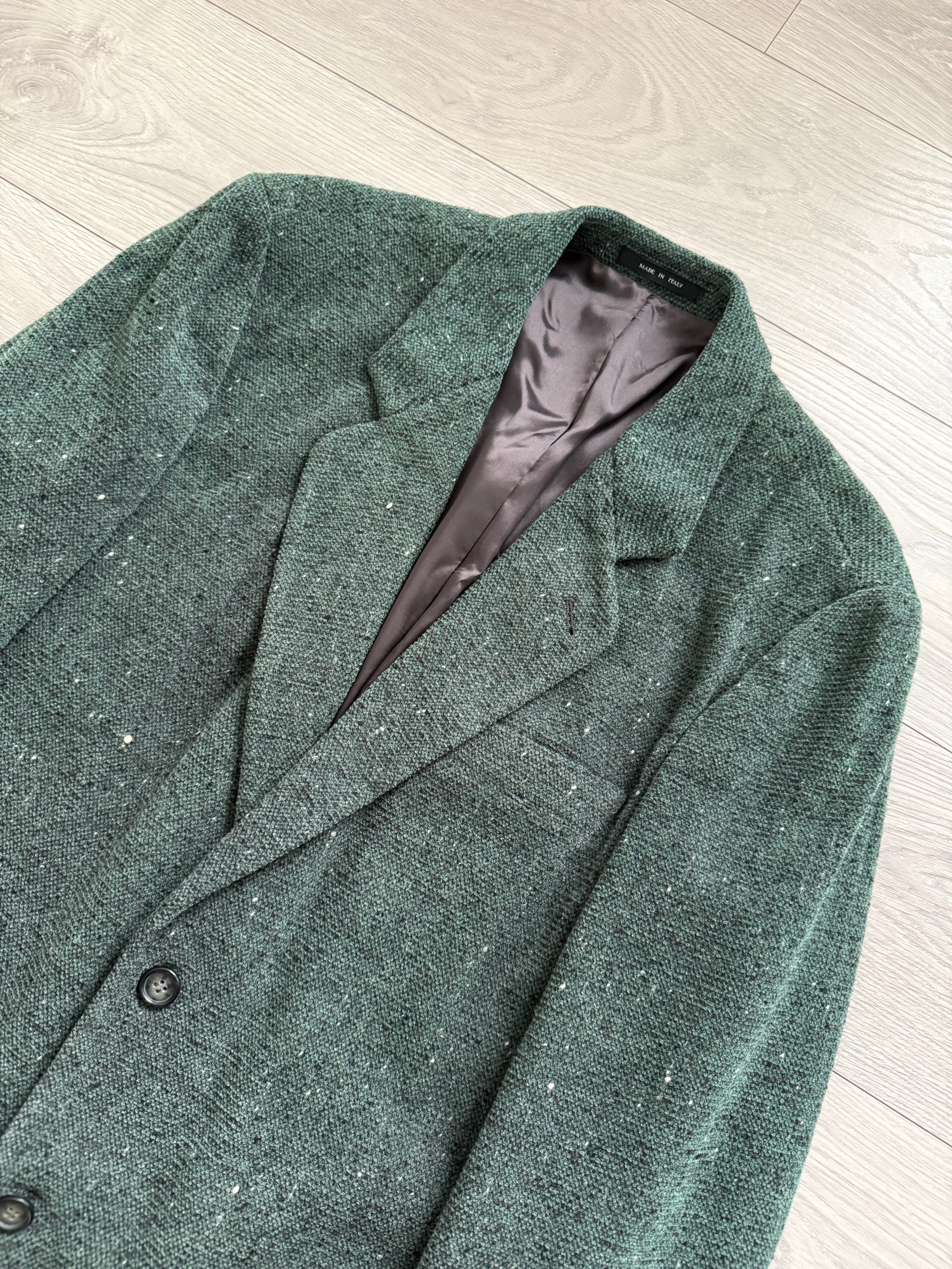 Emporio Armani 1990s 2B Speckled Wool Blend Green Sport Jacket
