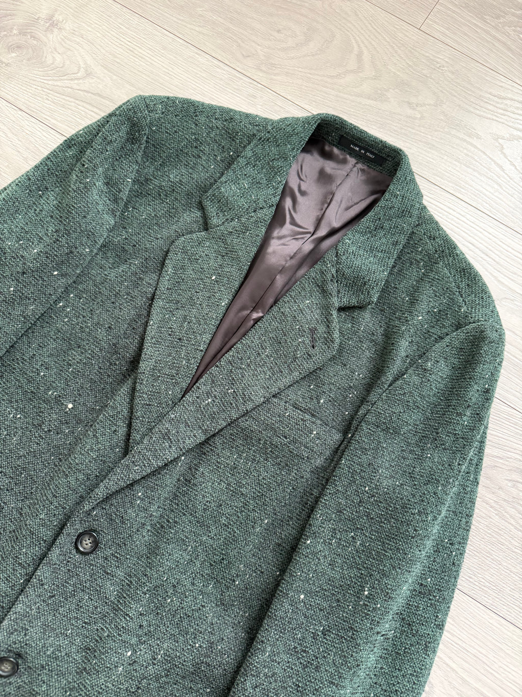 Emporio Armani 1990s 2B Speckled Wool Blend Green Sport Jacket Blazer - Size S