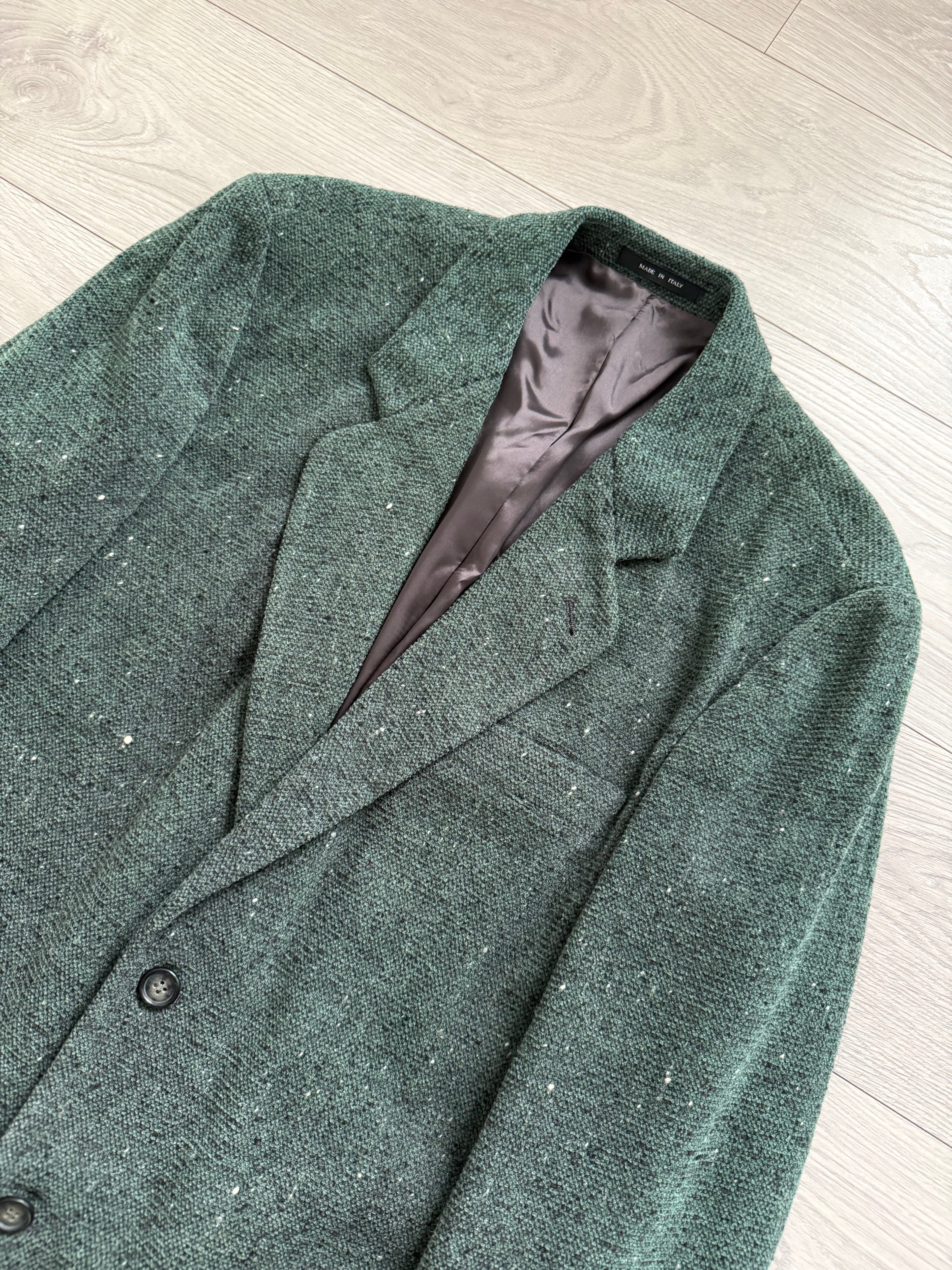 Emporio Armani 1990s 2B Speckled Wool Blend Green Sport Jacket Blazer - Size S